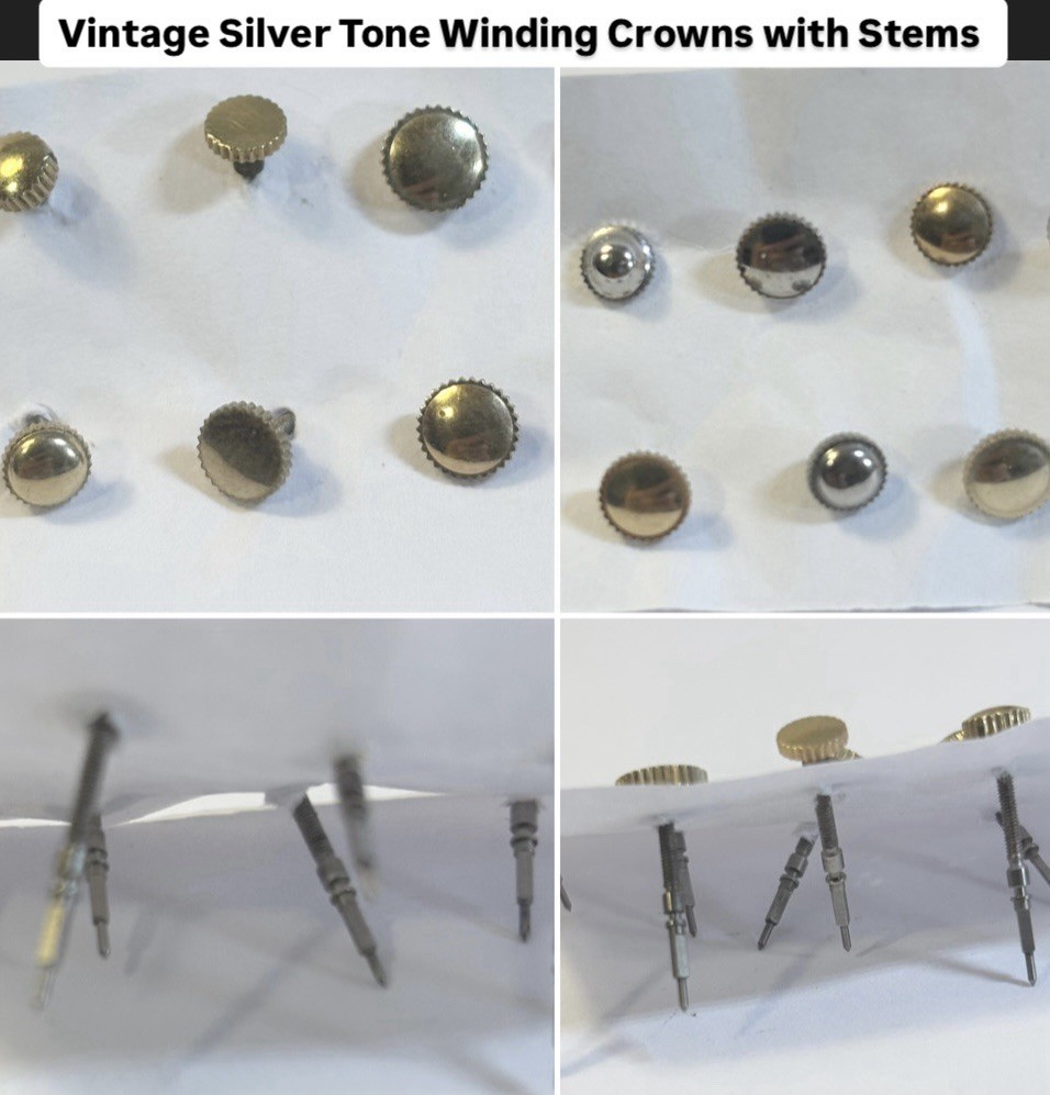 Vintage Lot Silver Tone Winding Crowns & Stems 20Pcs