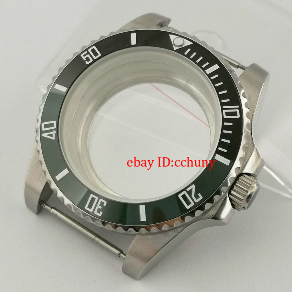 40mm sapphire Watch Case Black Green Ceramic Bezel Fit NH35 NH36 NH35A Movement