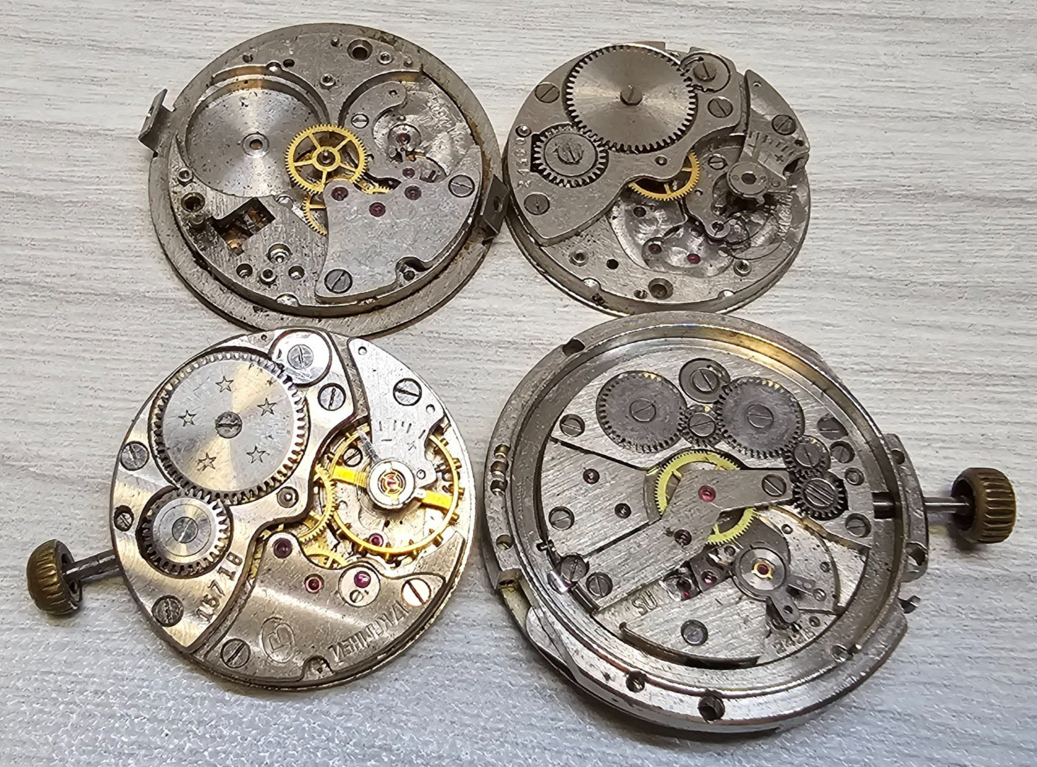 Soviet Vintage Movement Zim Slava Vostok USSR Mechanical Watch Mechanisms 4 pcs