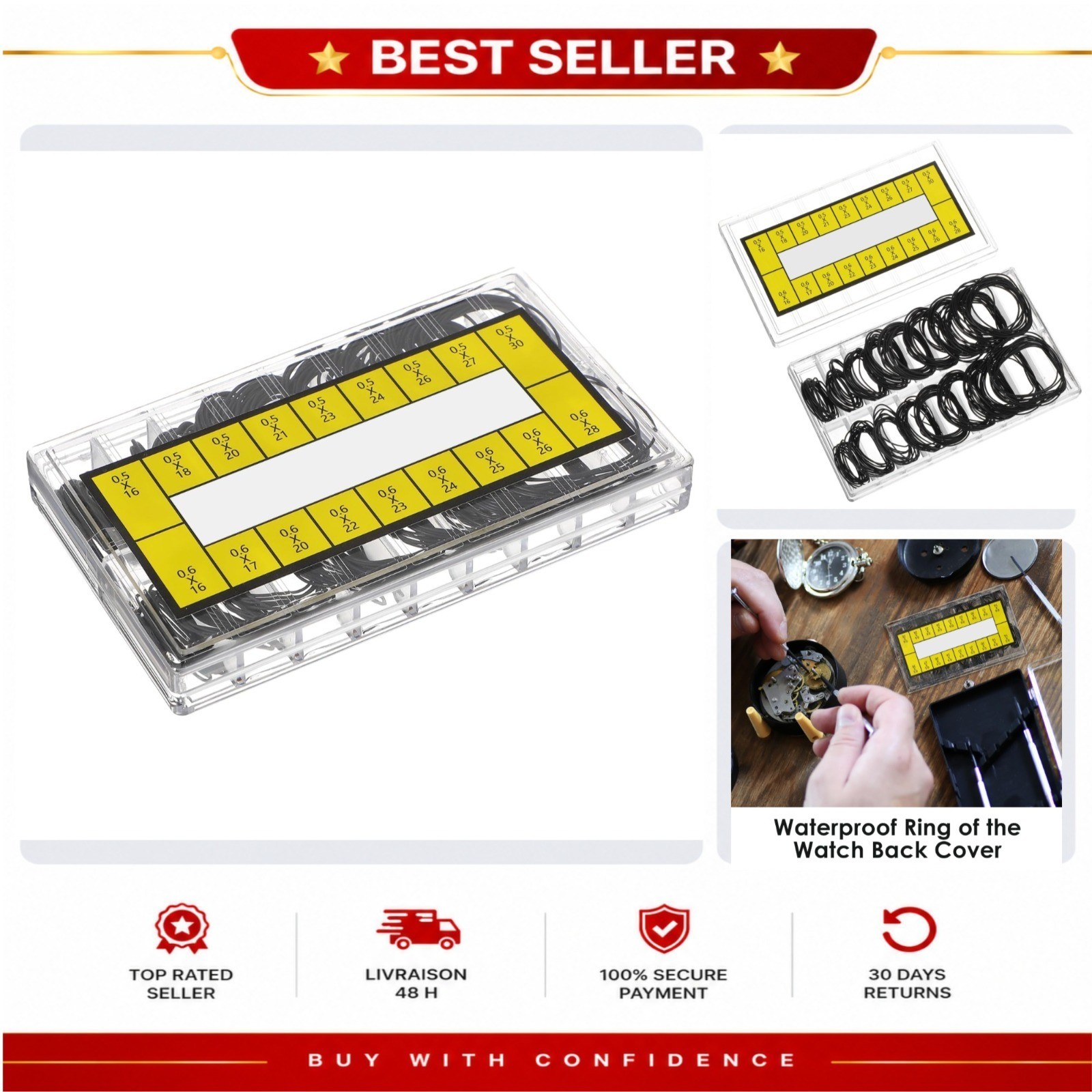 Watch O-Ring Gasket Kit 210 Pieces Rubber Seals 16-30mm WJIAAA