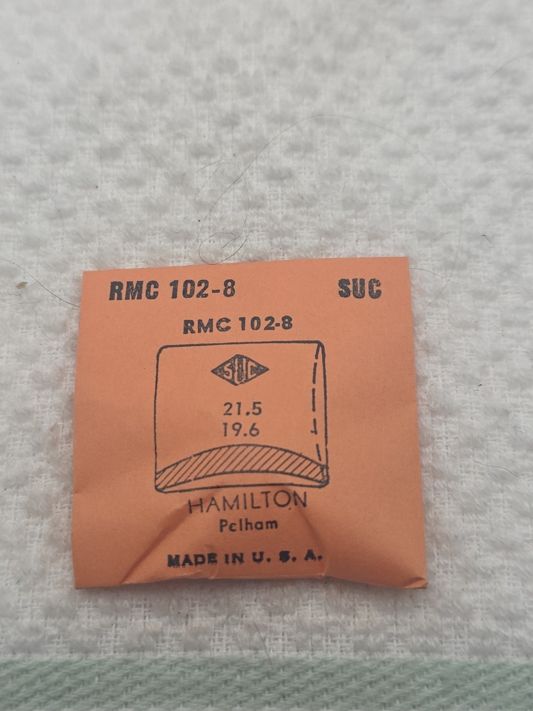 SUC Rocket Cylinder Watch Crystal RMC102-8 Hamilton Pelham 21.5X19.6