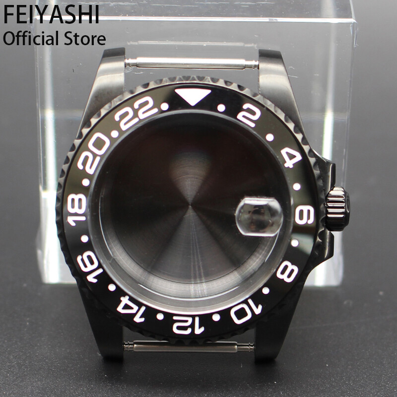 40mm Improved GMT Submarine Yacht watch Cases Ceramic Bezel For Nh35 NH36 NH38