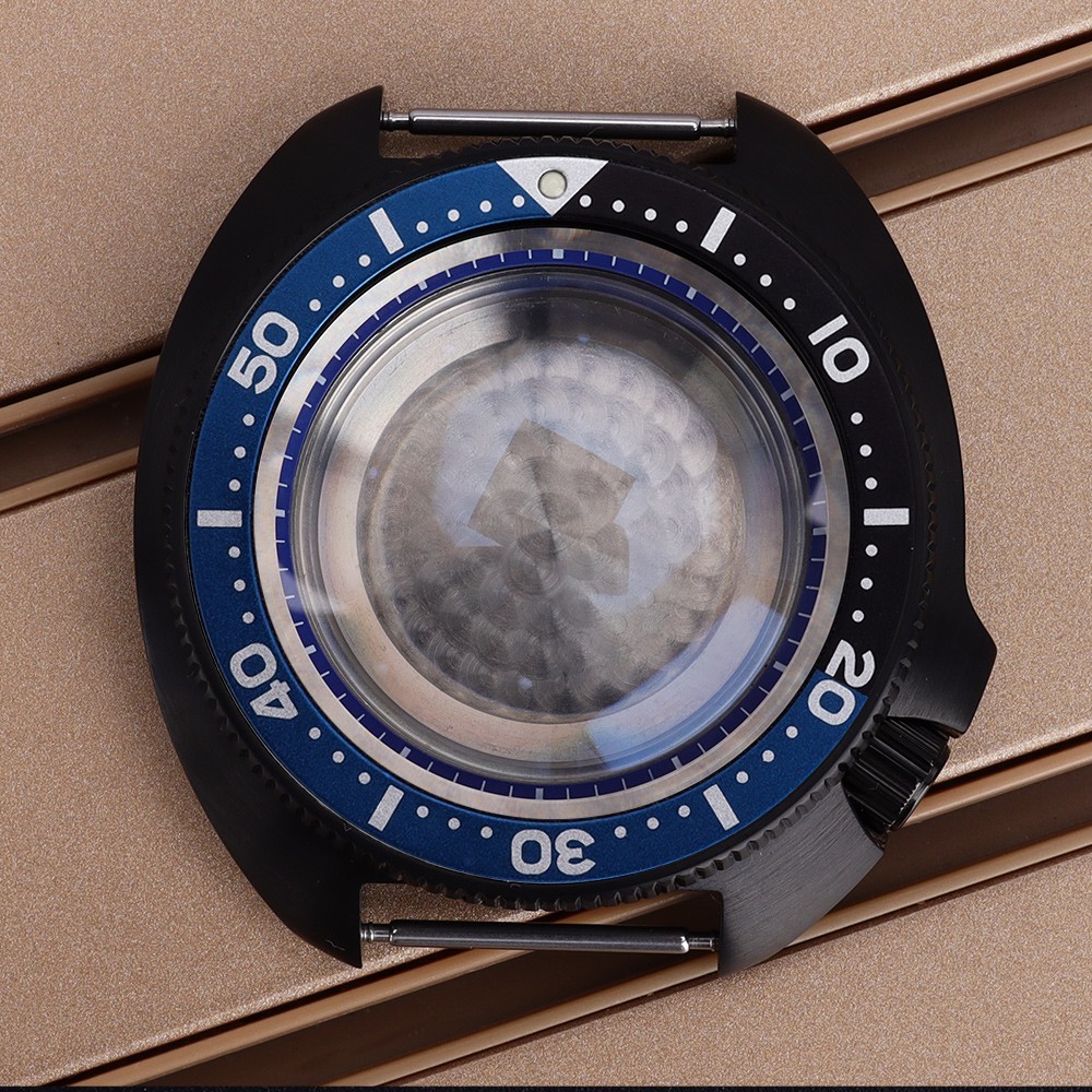 FEIYASHI PVD Black turtle Style Watch Case 44mm Sapphire For Seiko NH35 Movement