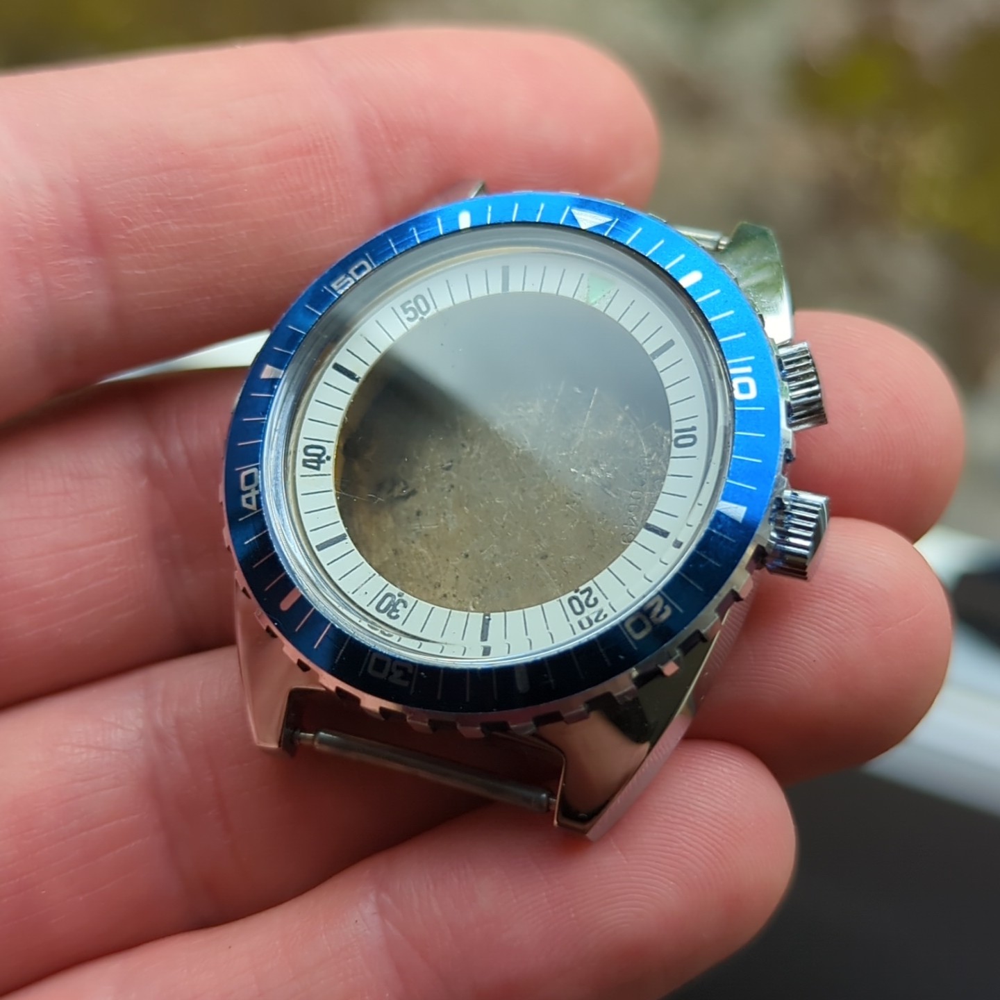 Vintage Divers Watch Case, Blue 40mm Bezel & Inner Rotating Bezel (B74)