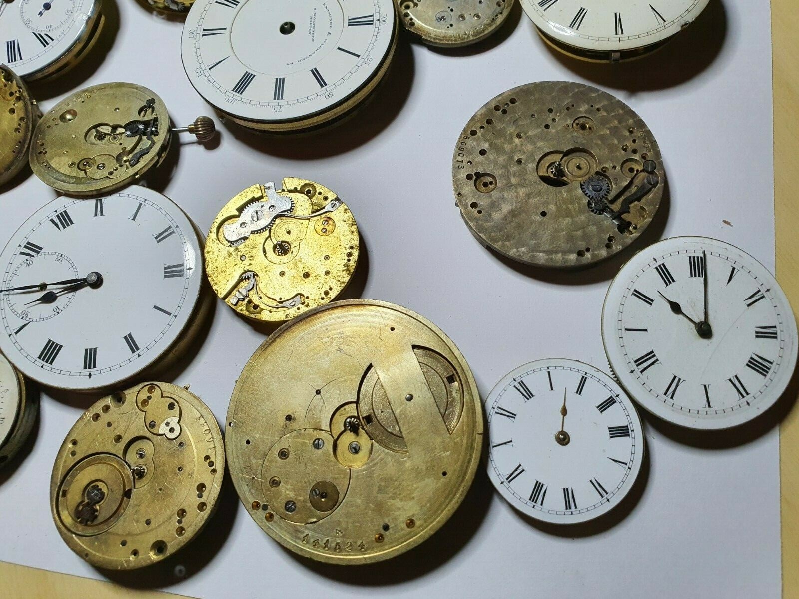 antique pocket watch movement collection and parts watchmakers lot