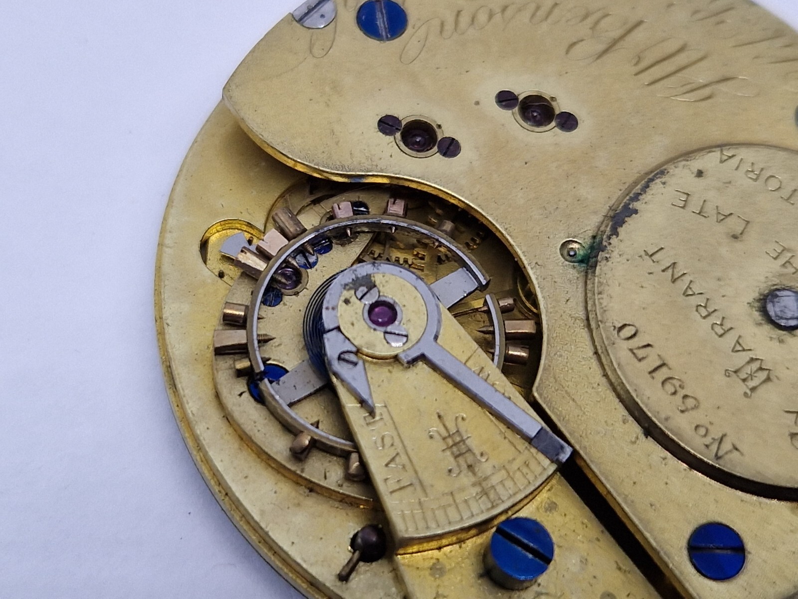 Antique J.W Benson pocket watch movement Queen Victoria