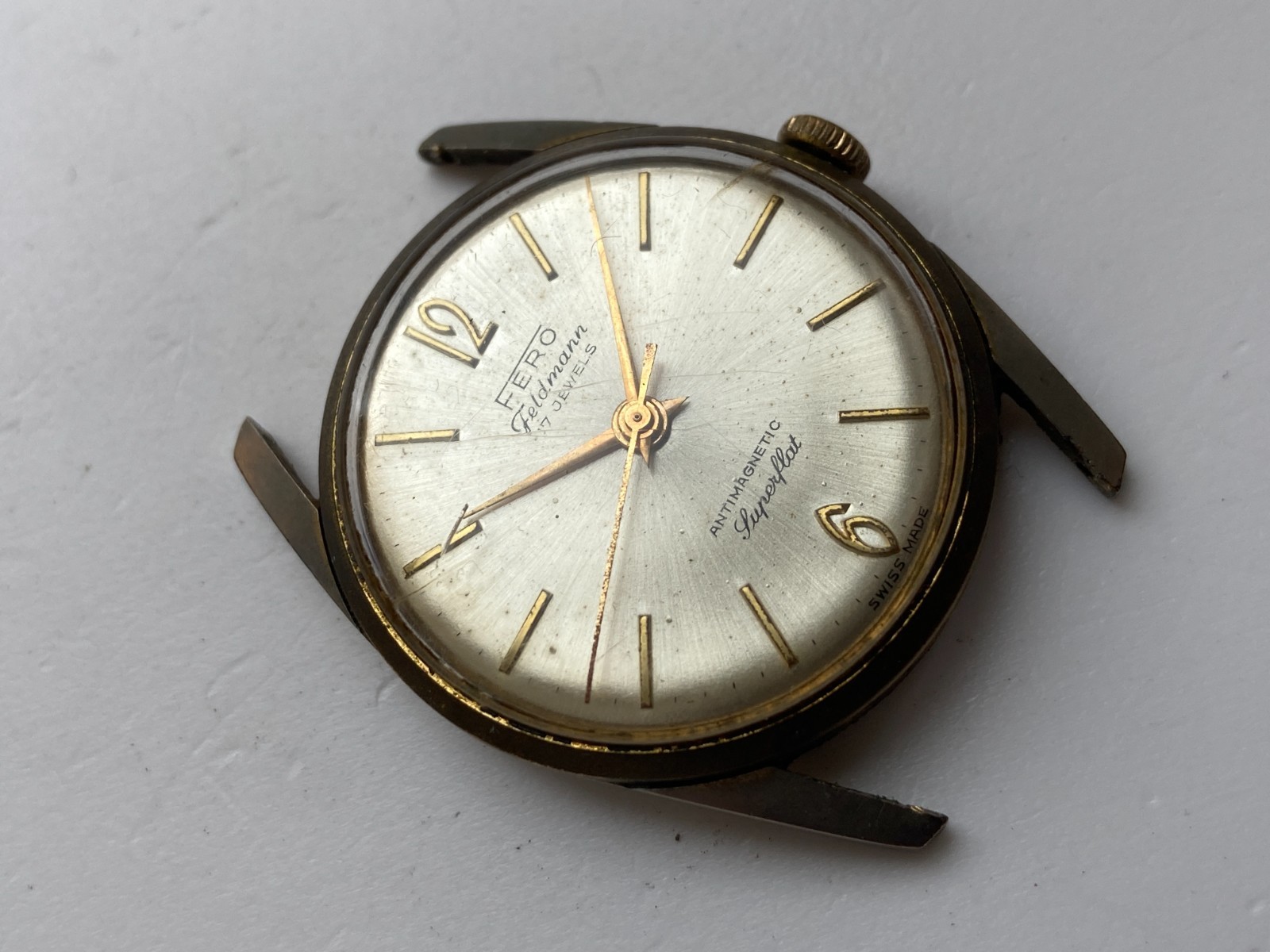 VINTAGE MEN WATCH FOR PARTS WORKING FERO FELDMANN SWISS EB 8800