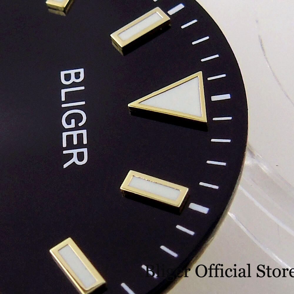 BLIGER Gold Edge 29MM Black Watch Dial Explore fit NH35A NH36A MINGZHU MIYOTA