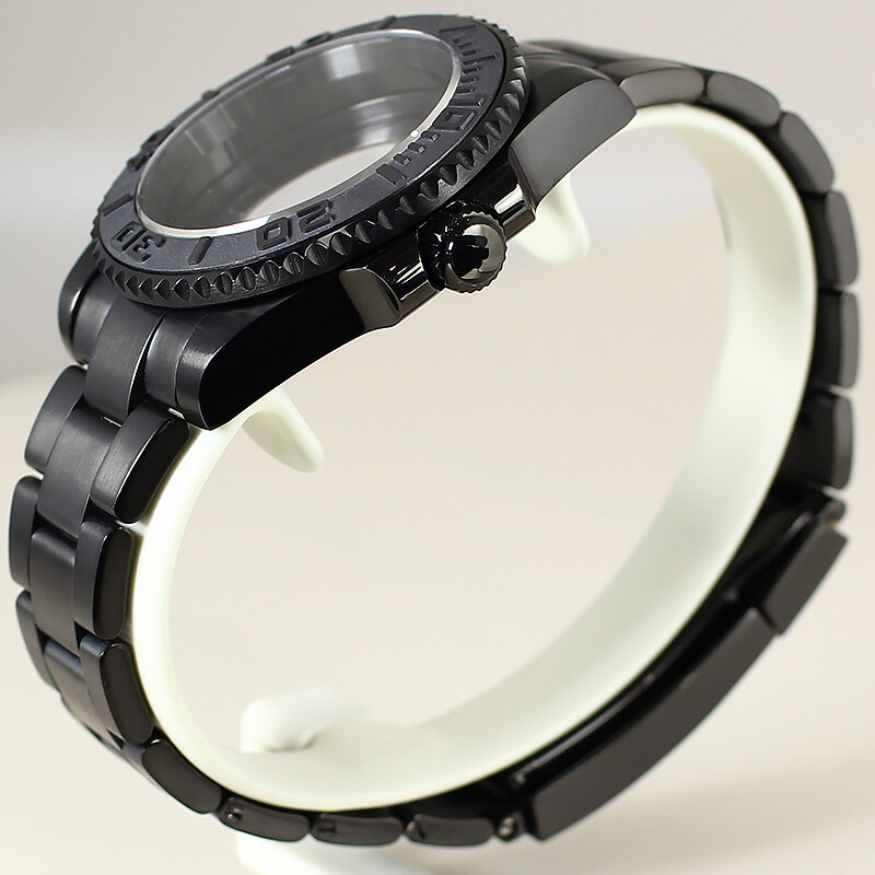40mm Black PVD Watch Case Strap Yacht Ceramic Bezel For Seiko nh35 2824 Movement