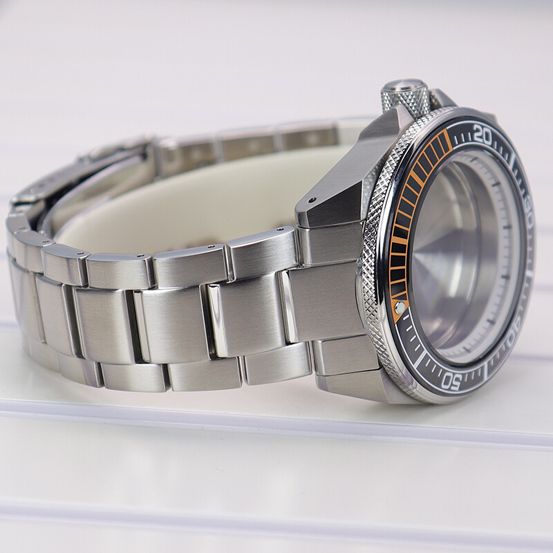 Silver Seiko Samurai Watch Case 904 strap Sapphire For NH35 Movement 28.5mm Dial