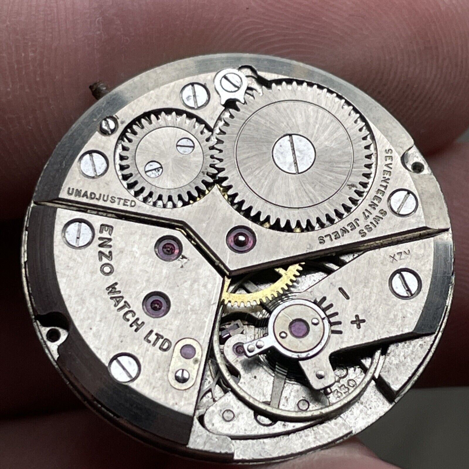 Vintage Enzo Watch Co. 17 Jewel Swiss Unadjusted Movement