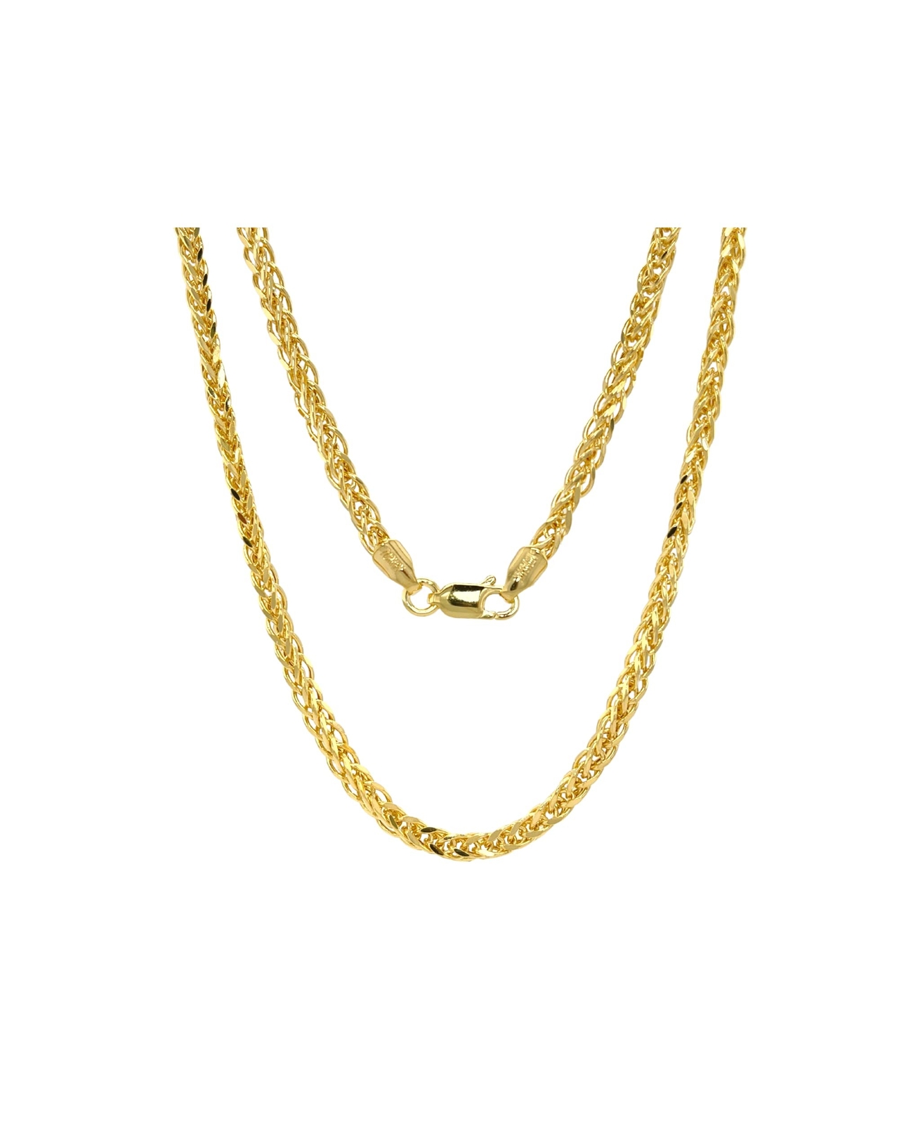 10K and 14K Gold Square Wheat Chain 1.7mm 2.2mm 2.6mm 3.2mm 3.9mm 4.5mm Yello…