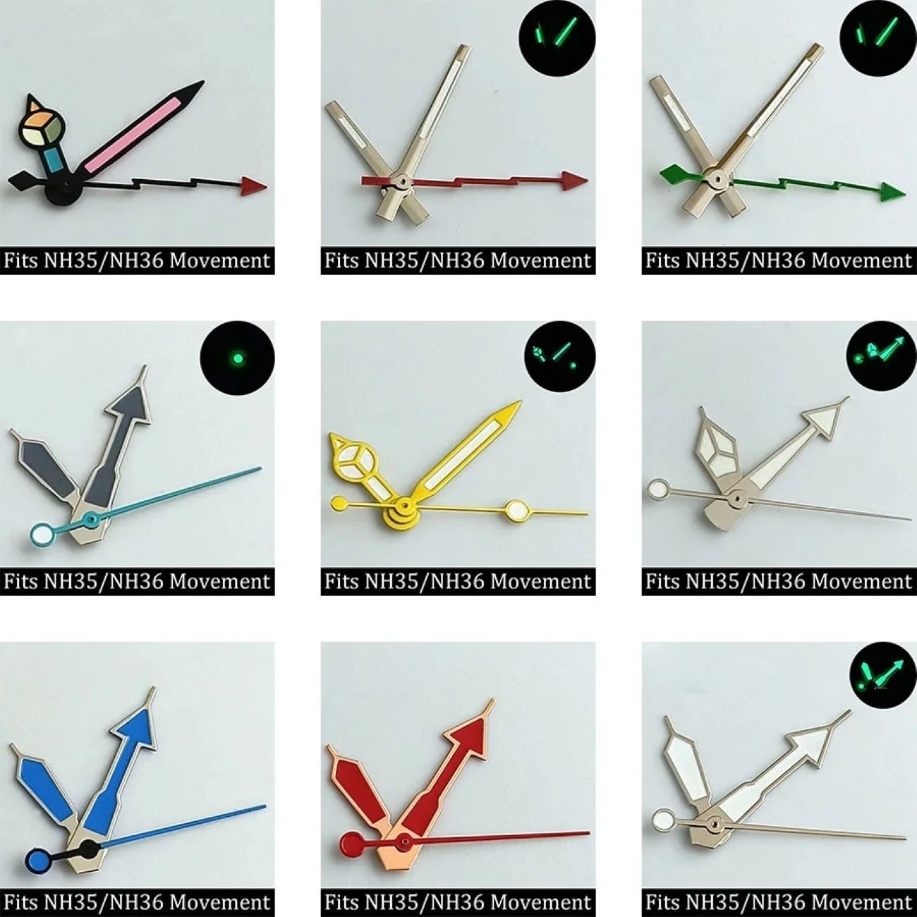 Green Luminous Watch Pointer Fit Needle For NH35 NH36 Hands NH Series Movement