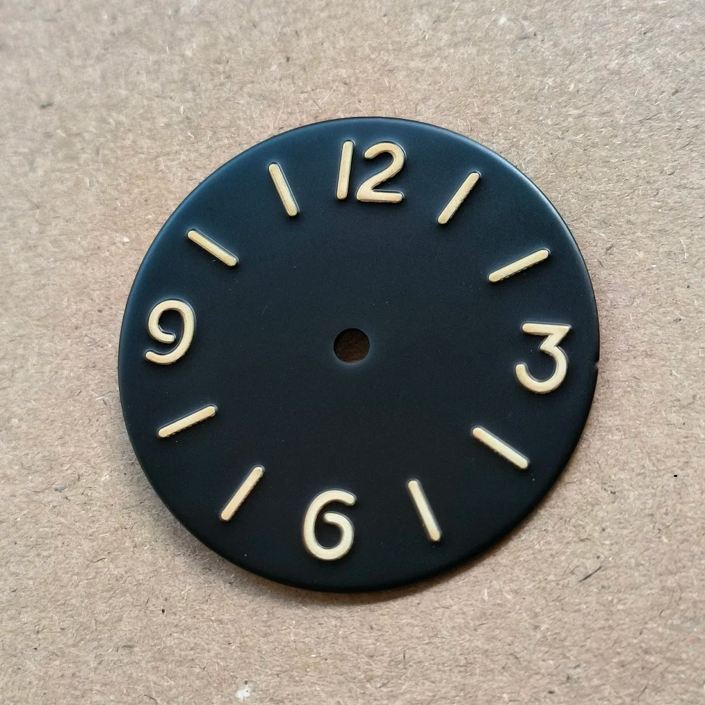34.5mm Black dial Light brown or Cream white number for ETA6497 ST3600 movement