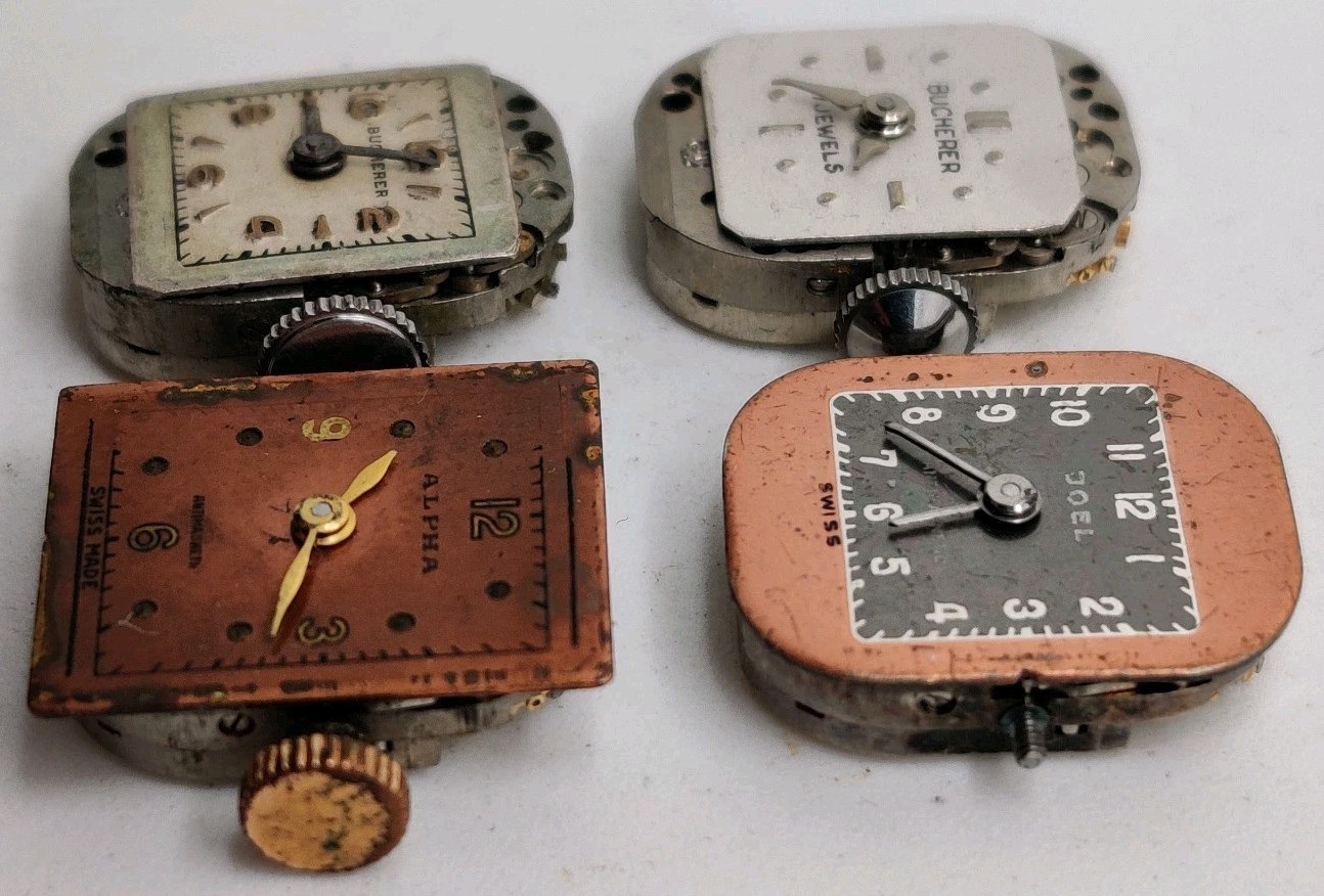Lot Of 4 Alpha Bucherer Milus AS Cal. 976 movements For Repair