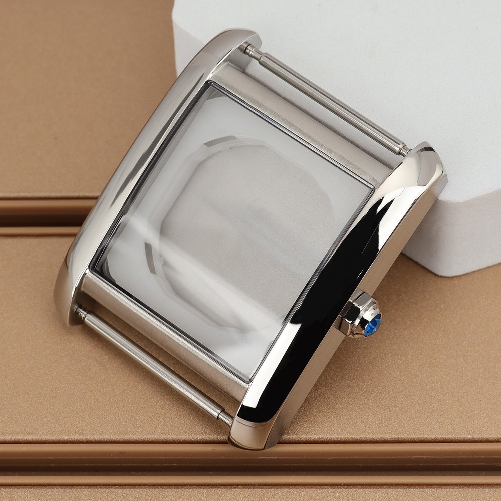 34.60mm Silver Pilot Watch Case Polished+Dilas+Hands Modify Tank For Miyota 2115