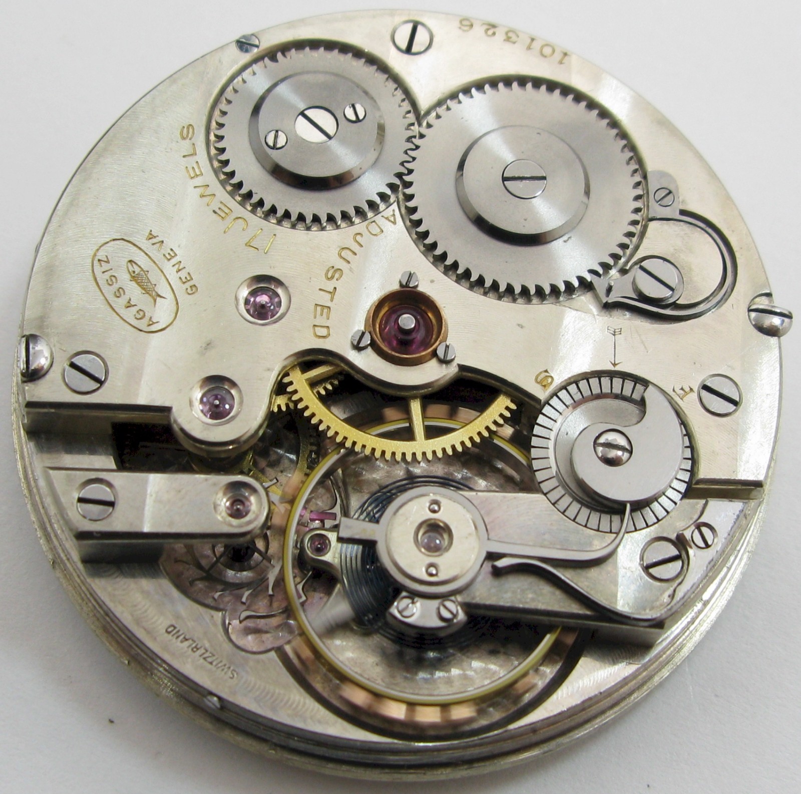 Agassiz Geneva wolf tooth & snail reg. adj. pocket watch Movement for parts HC