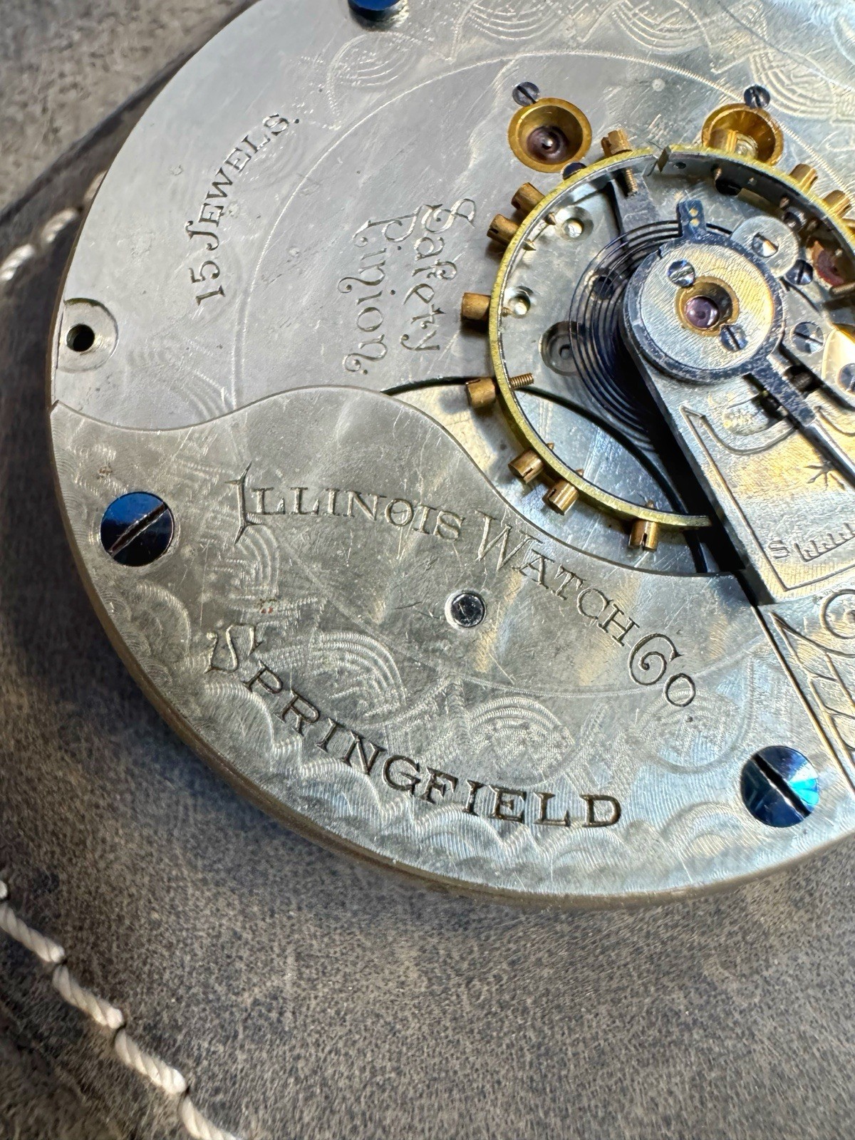 Antique Illinois Watch Company Springfield American Pocket Watch Movement Repair