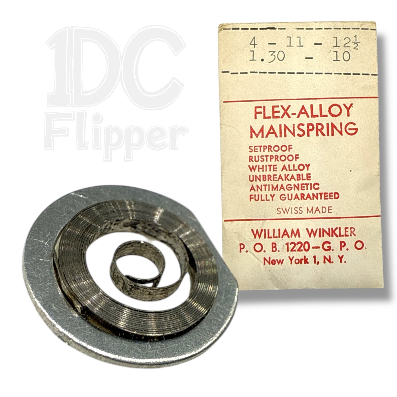Mainspring 1.30 x 0.10 x 12.5 Alloy Watch Part Denn. 4 x 11 x 12 1/2 NOS Read!