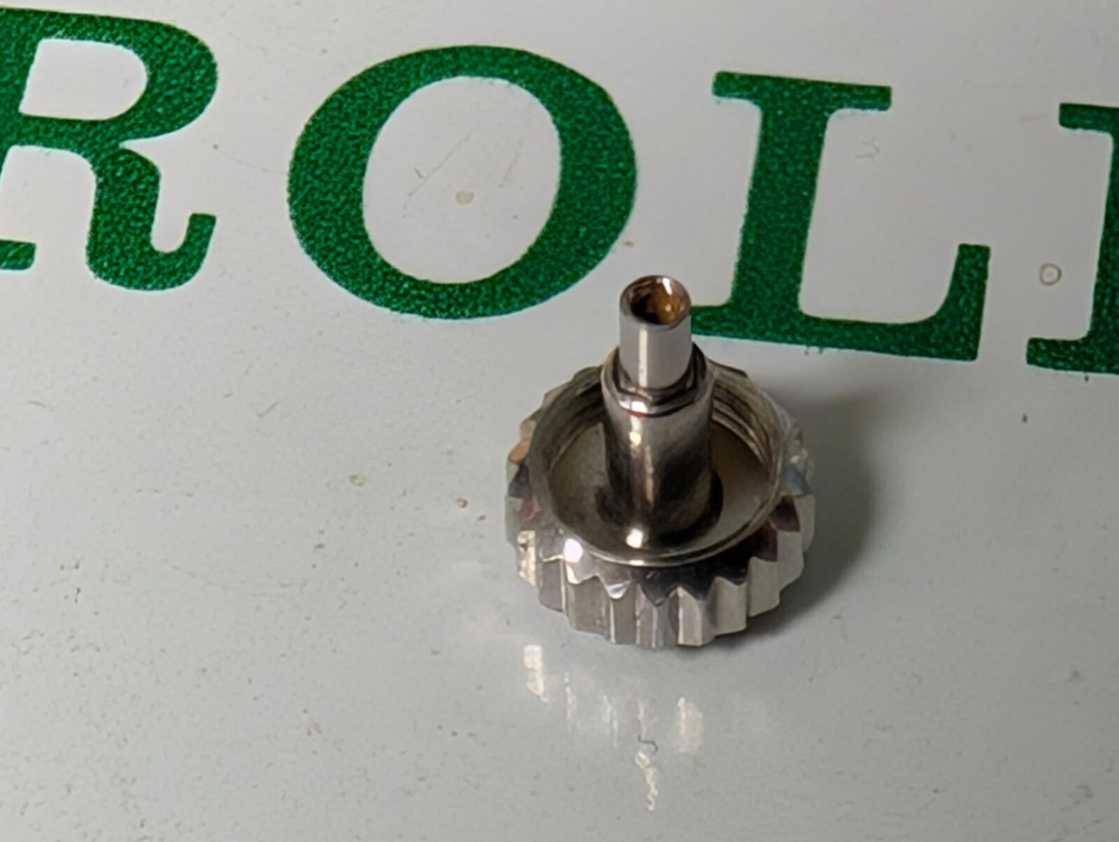 Genuine Rolex crown s/s 5.3mm with damage to face, but works