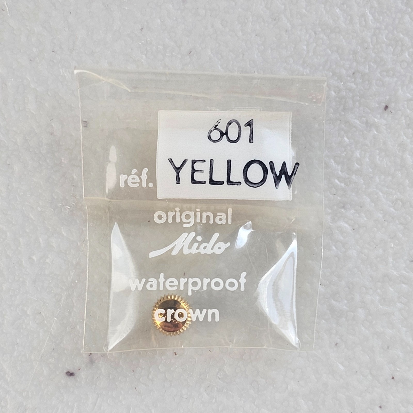 Original Mido Waterproof Crown Ref. 601 Yellow Gold Tone NOS Vintage Watch Part