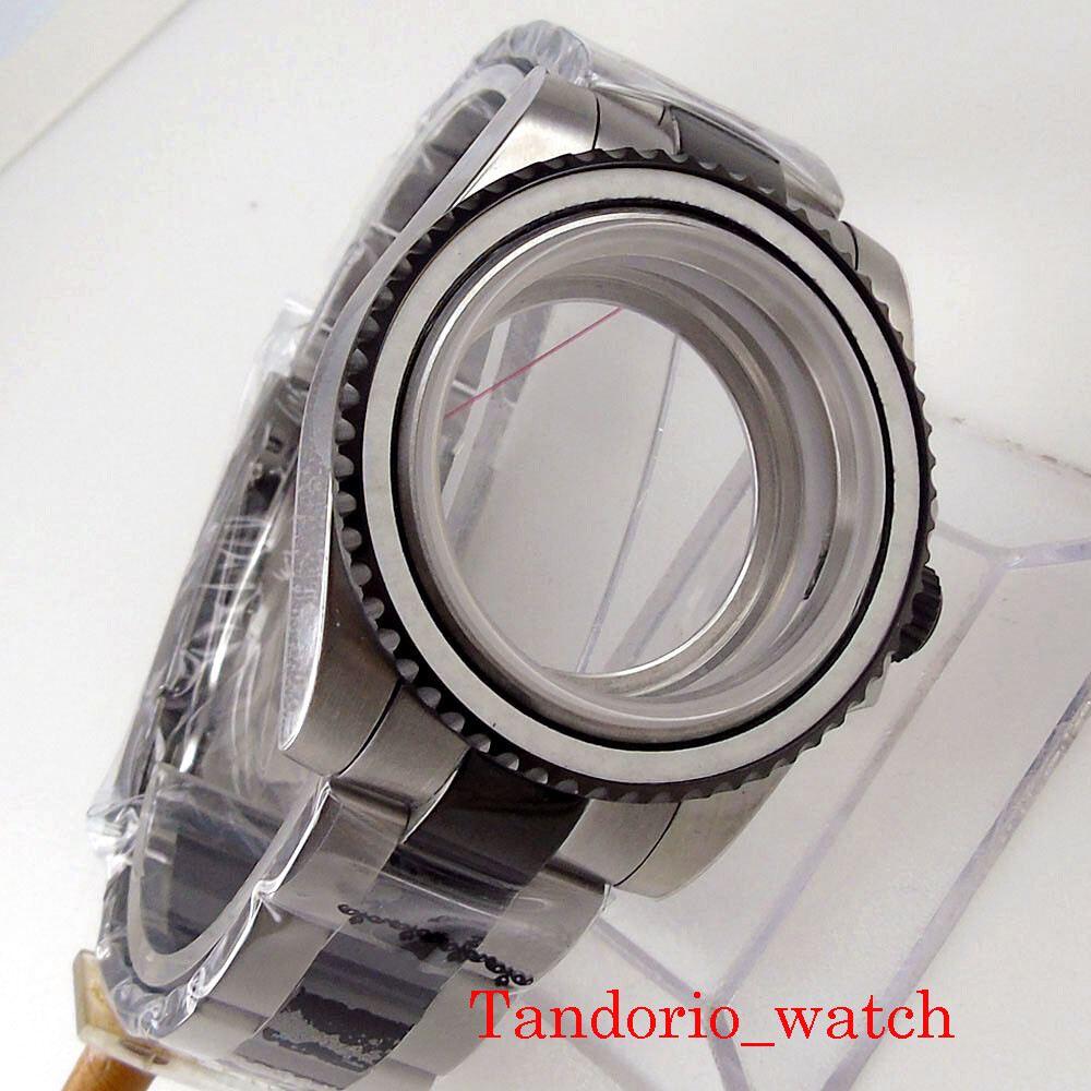 Fit NH35A NH36A Movement 40mm Watch Case Black PVD Ceramic Bezel Sapphire Glass