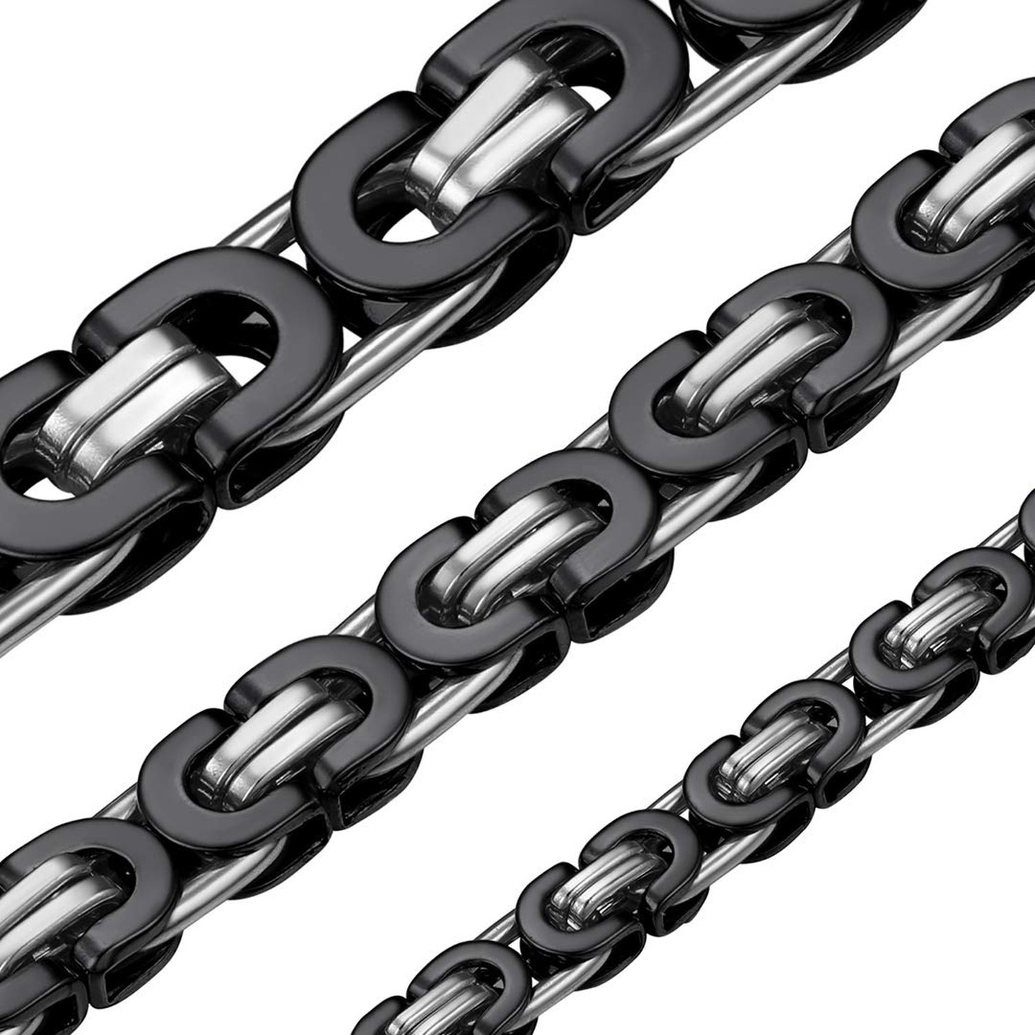 ChainsHouse Flat Byzantine Link Necklace for Men 6mm/8mm/10mm Width, 18K Gold…