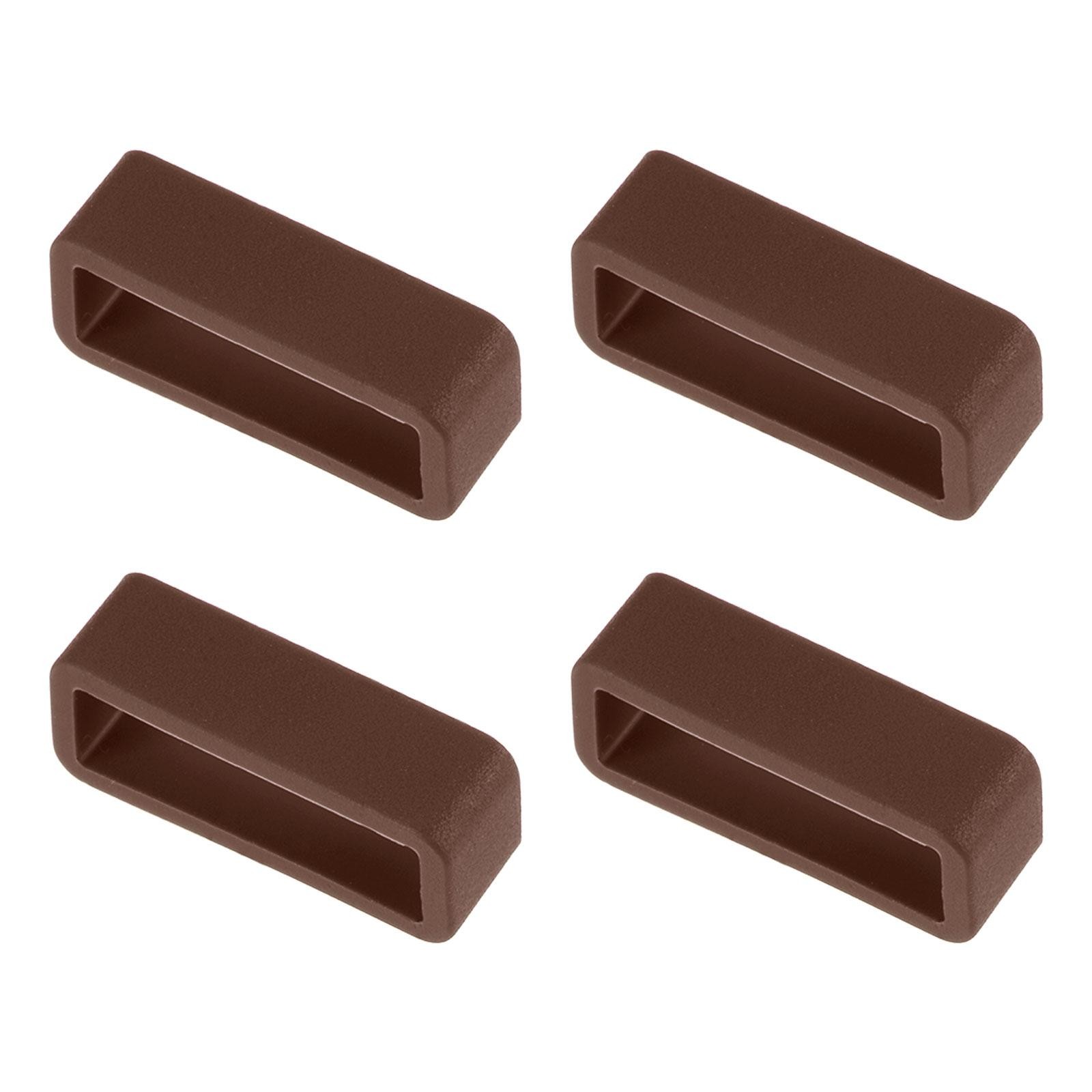 Watch Band Strap Loops Silicone for 20mm Width Watch Band, Brown 4 Pcs