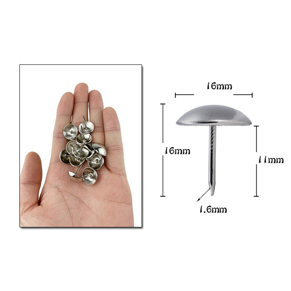 100Pcs Antique Round Brass Nails Large Headed Silver Reusable for Memo Tacking