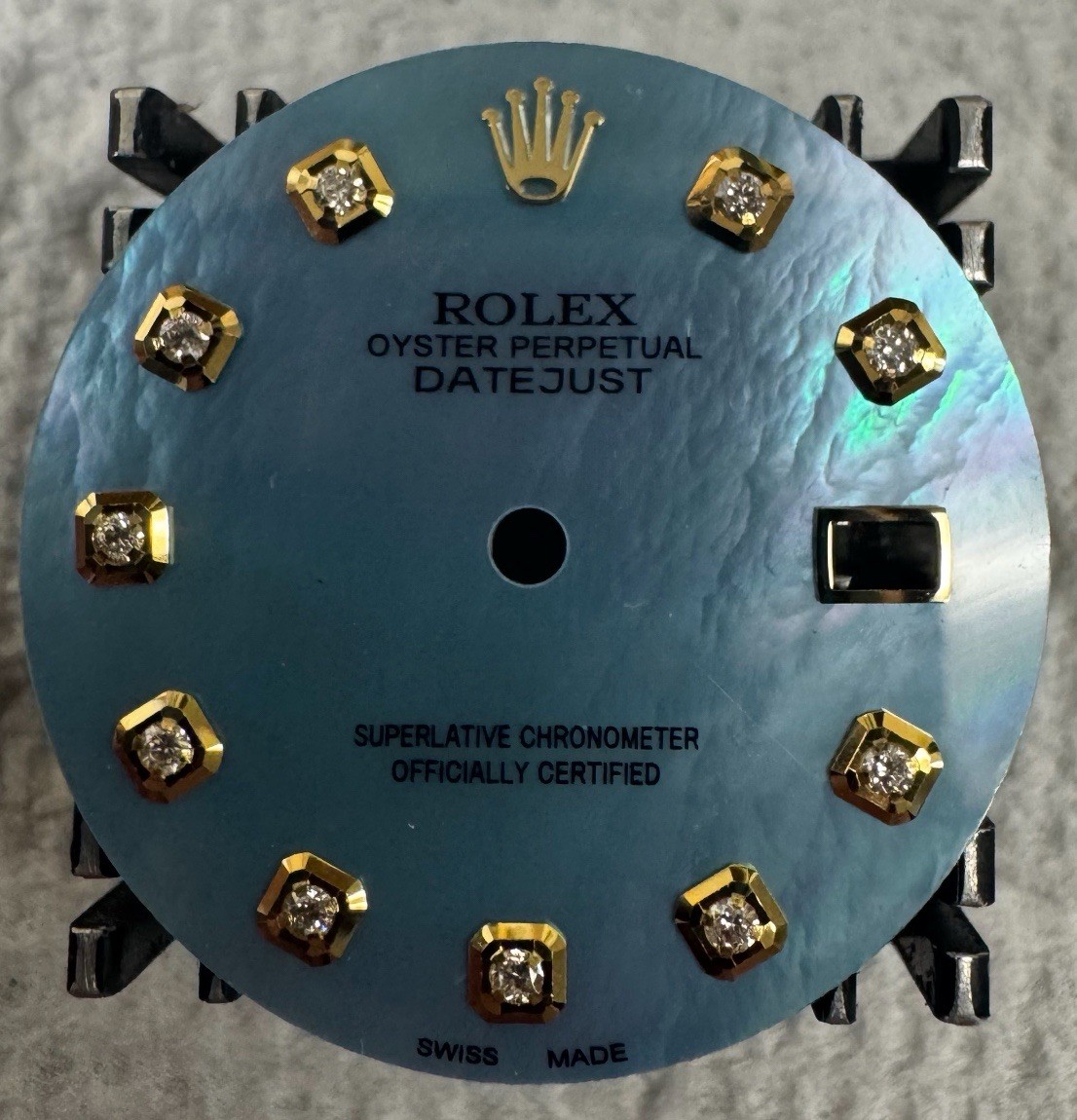Rolex Mens NonQuick Datejust Custom Blue MOP Diamond Dial For 1600 1603 & 1601