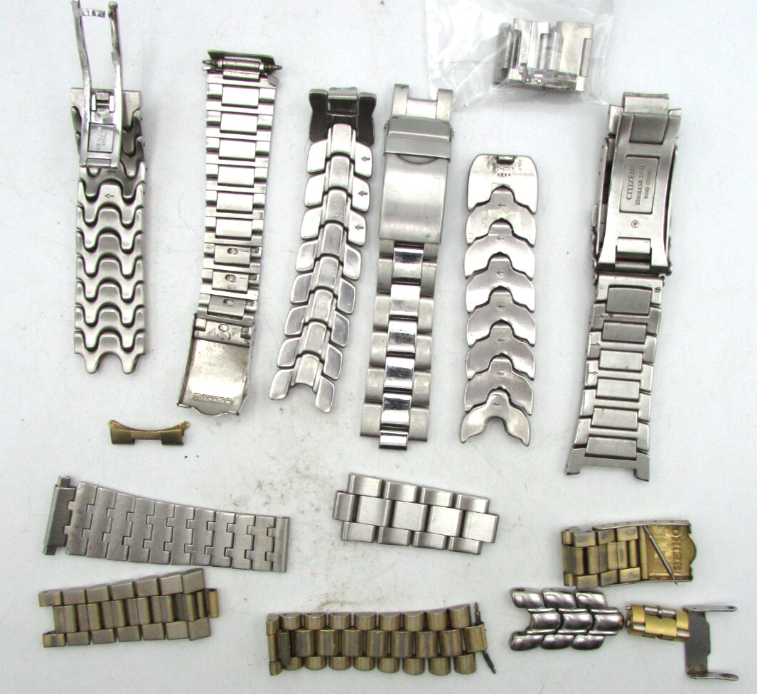 18-22mm RANGE SEIKO & CITIZEN STAINLESS STEEL BANDS WATCH PARTS REPAIR LOT W64