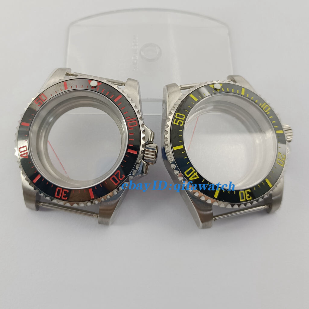 40mm silver Watch Case Sapphire glass Ceramics Bezel Fit NH34 NH35 NH36 movement