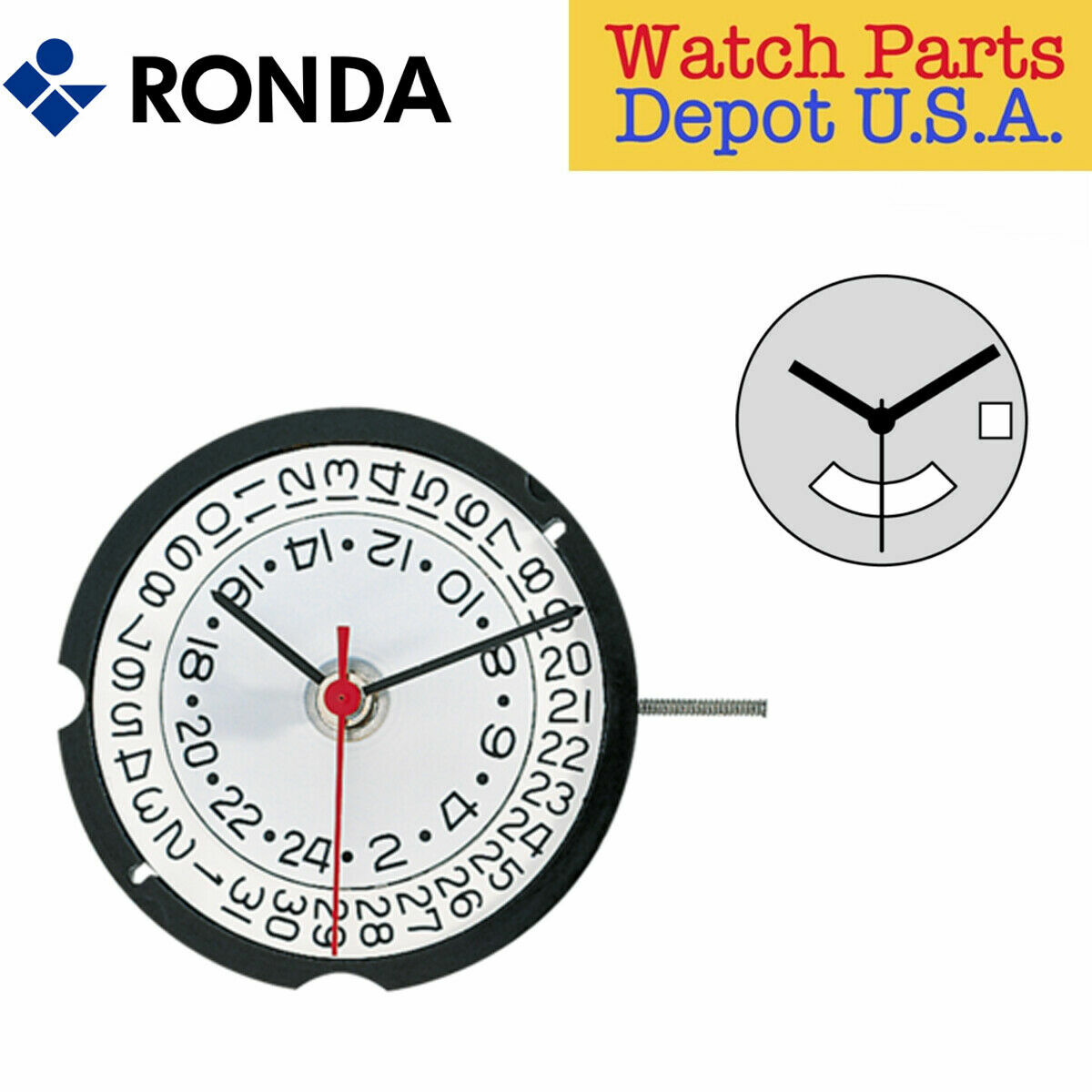 Harley Ronda 515-24D/H Quartz Watch Movement 3 Hands Date at 3 (Swiss Parts)