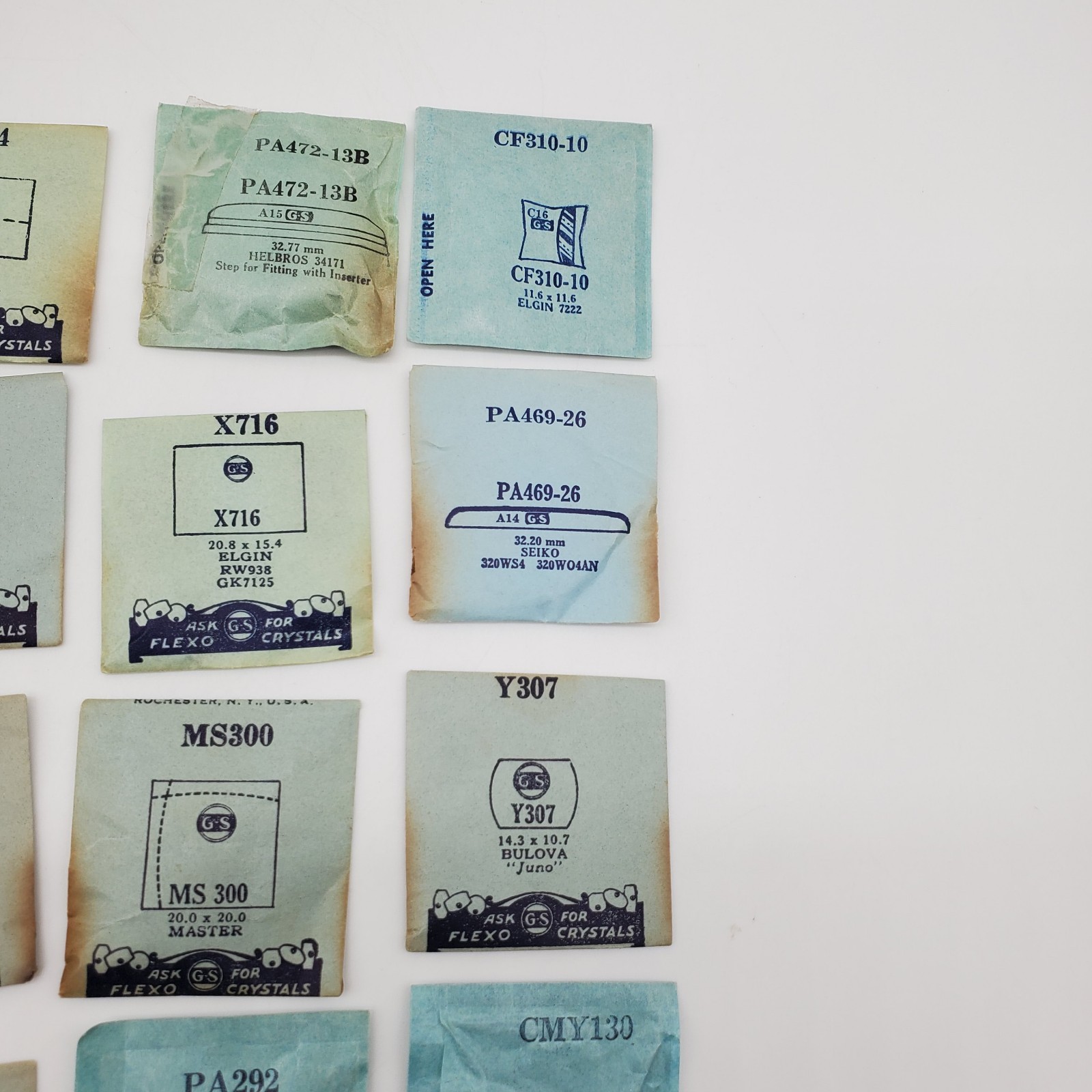 Lot of 50 G.S. Watch Crystals for Various Watch Maker NOS Various Sizes #41