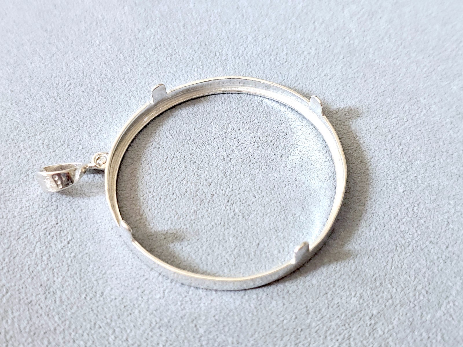 925 Sterling Silver Prong Back Diamond Cut Bezel for 41mm 1 oz Coins