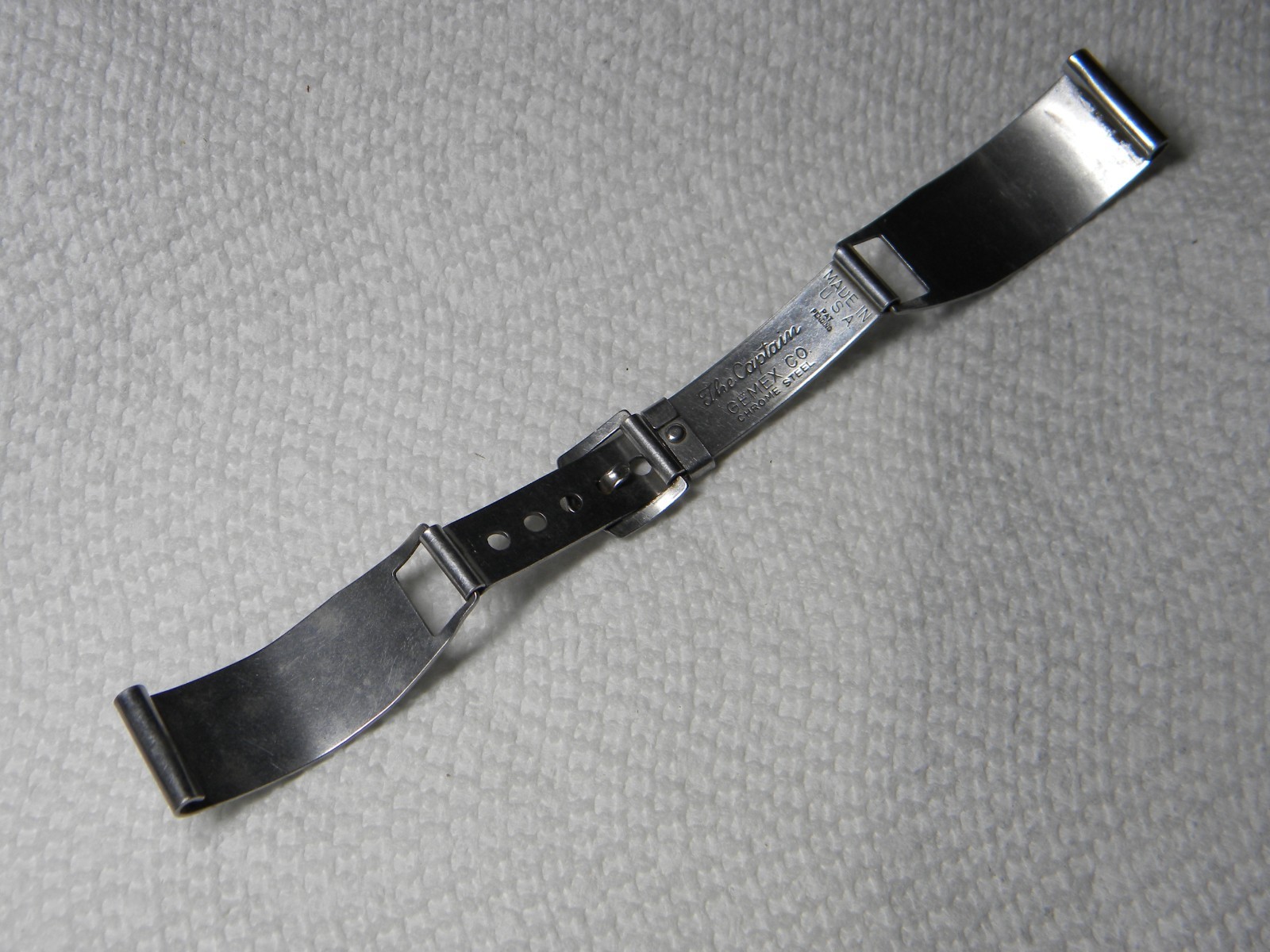 The Captain by Gemex Co Chrome Steel USA Made Watch Band Approx 15.5MM Lug Width