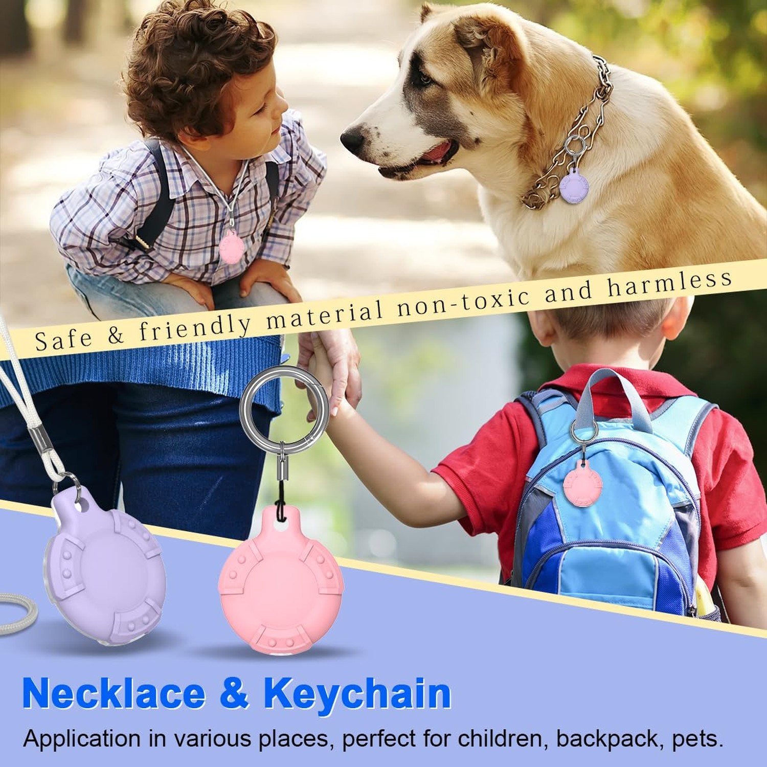 4 Pack for AirTag Bracelet & Air tag Necklace, Soft Silicone Wristband Air Ta…