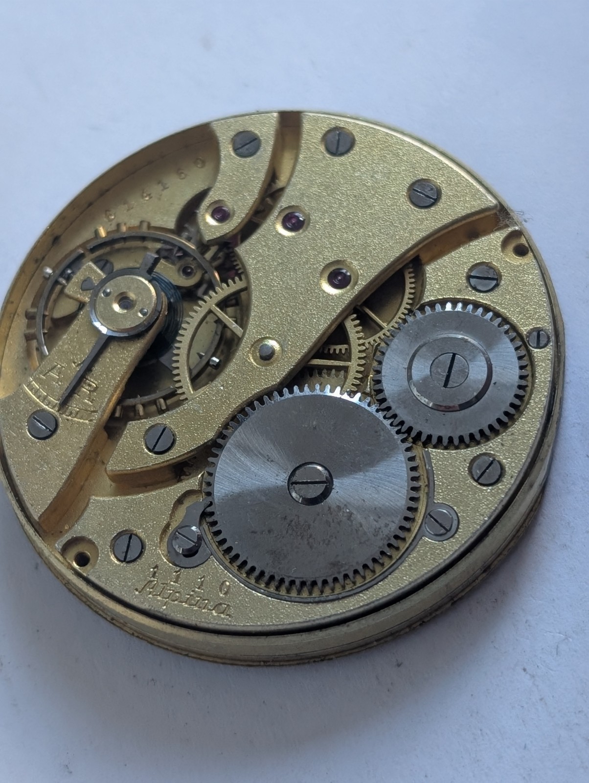 Vintage Alpina 1110 Pocket Watch Movement (Runs But Untested)