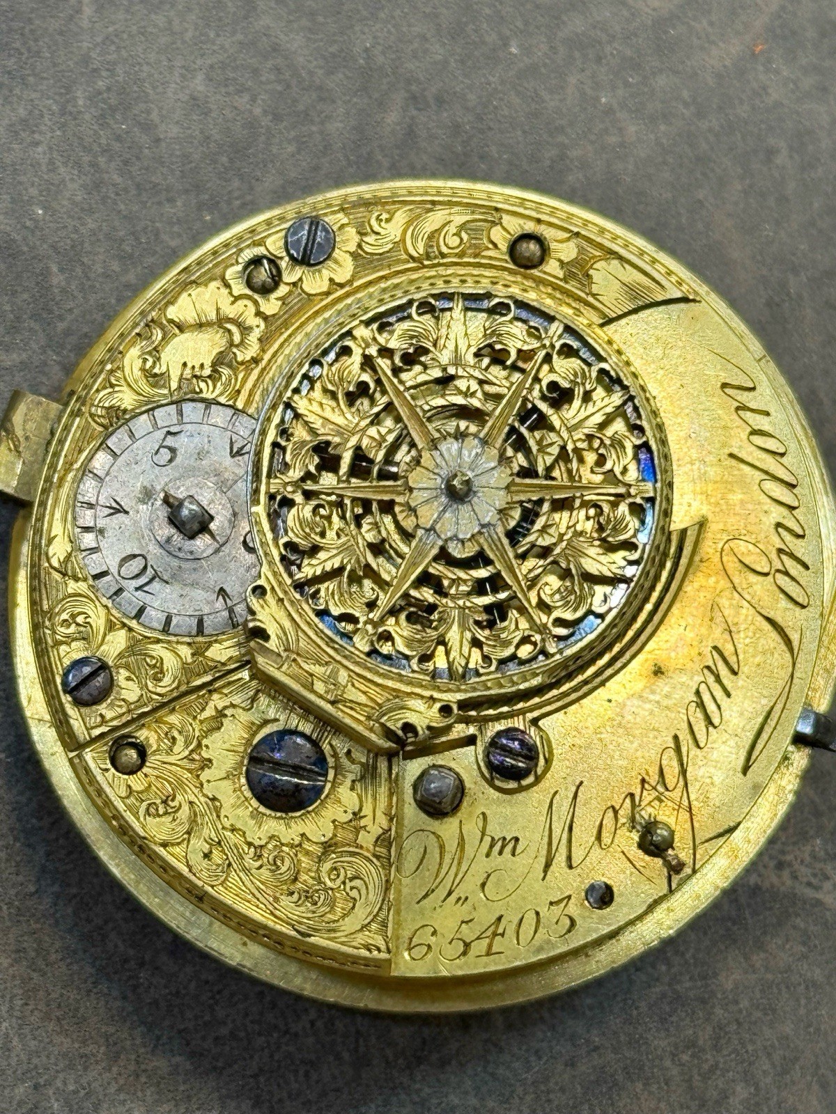 Antique William Morgan London Verge Fusee Pocket Watch Movement Repair