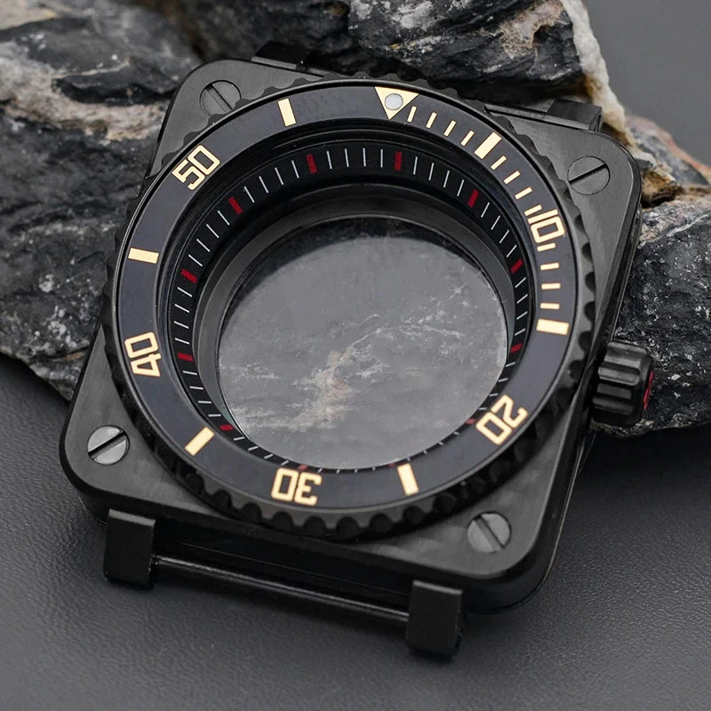 Steel Watch Case for NH35 NH36 NH34 Black Square Sapphire Glass Mod Parts New