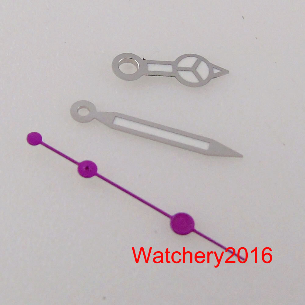 New Black Silver Edge Luminous Pink Watch Hand fit NH35A NH36A automatic watch