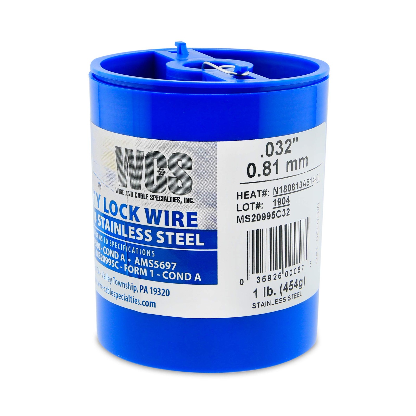 Lock Wire T302/304 Stainless NASM20995 MS20995C 0.032 Inch 1 lb 362 ft Dispense