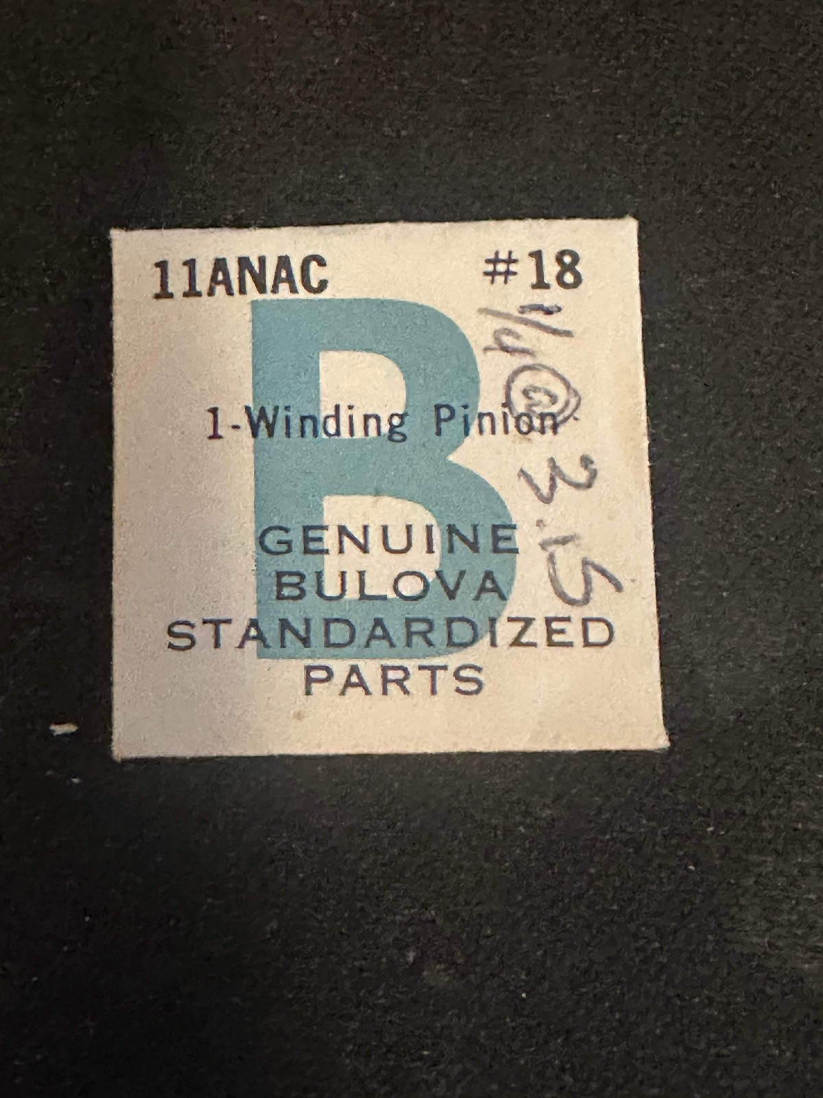 Bulova Factory winding pinion #18 for caliber 11ANAC – new in envelope