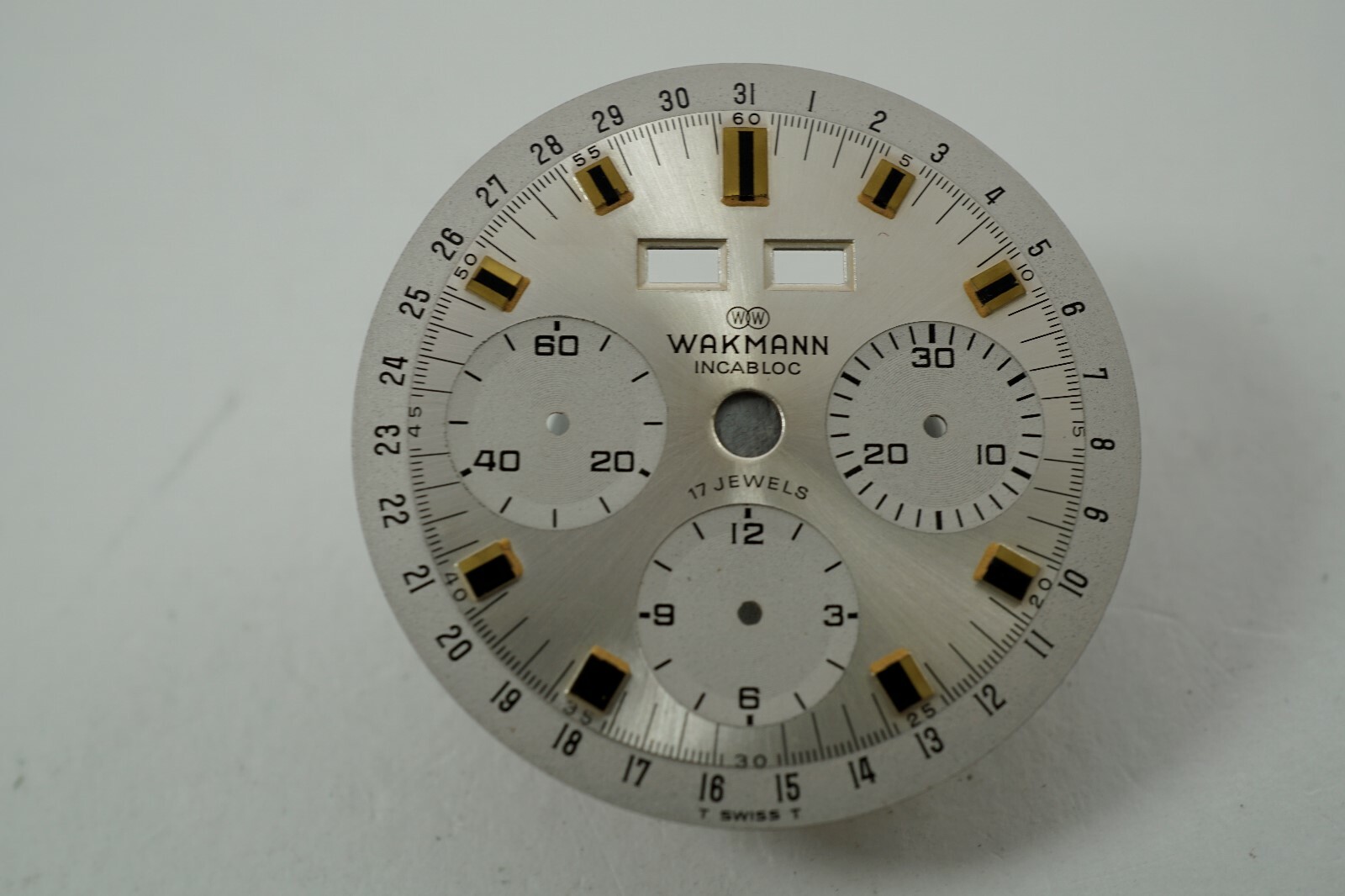 WAKMANN VINTAGE CALENDAR CHRONOGRAPH DIAL ONLY NEW OLD STOCK DATES 1970’S