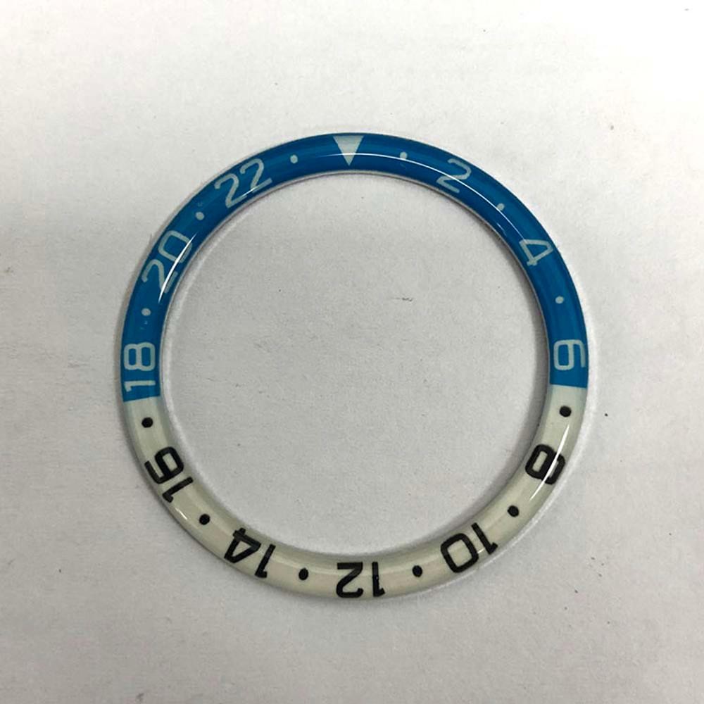 For GMT Watch Case 38MM-31.3MM Aluminum Bezel Blue Luminous Watch Bezel Insert