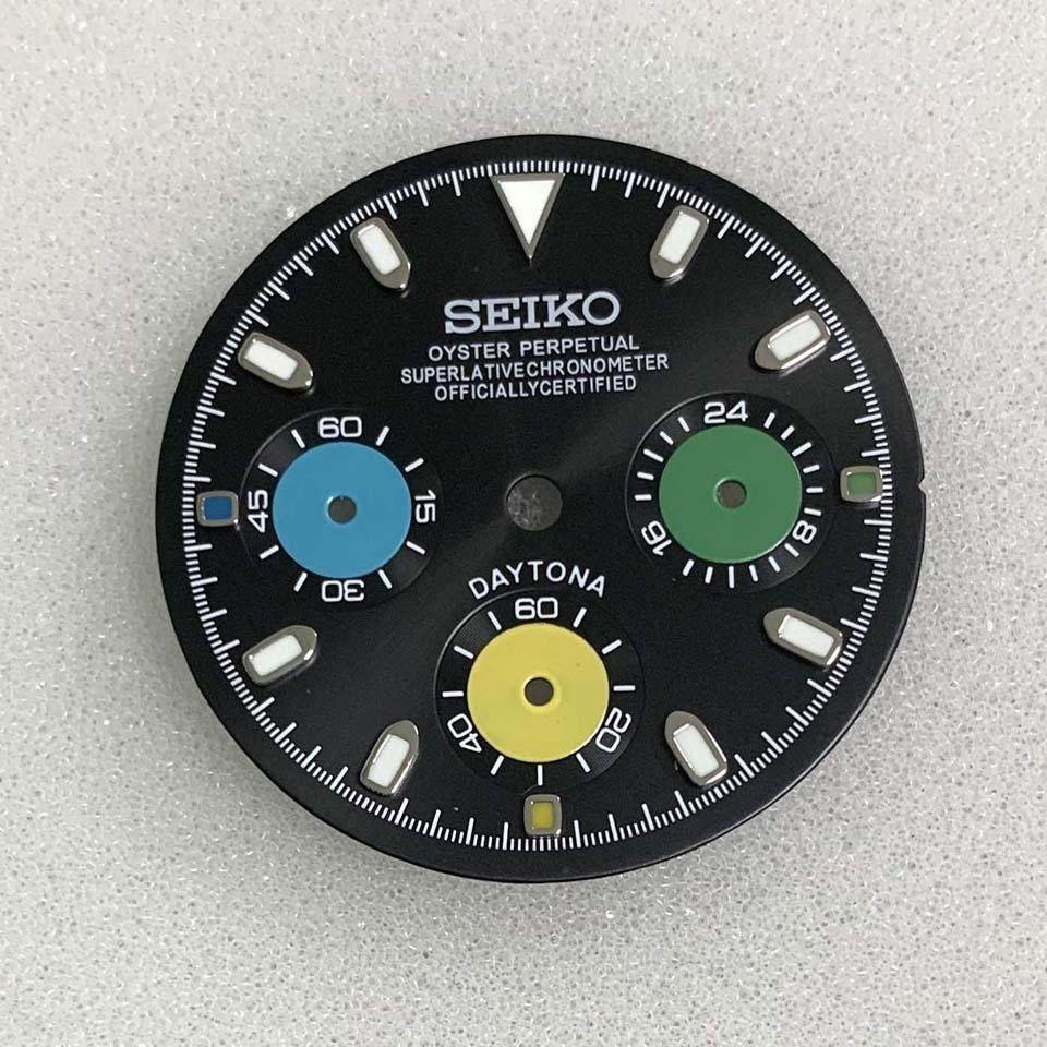 29.8mm Multi-functional Watch Dial Green Luminous For VK63 Movement Accessories