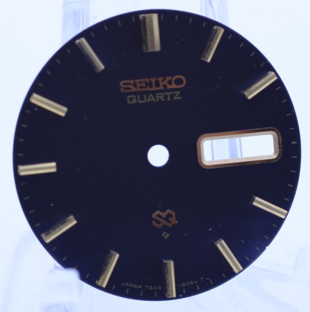 SEIKO SQ QUARTZ JAPAN 7546-806LT NOS WRIST WATCH DIAL NAVY BLUE (KP)