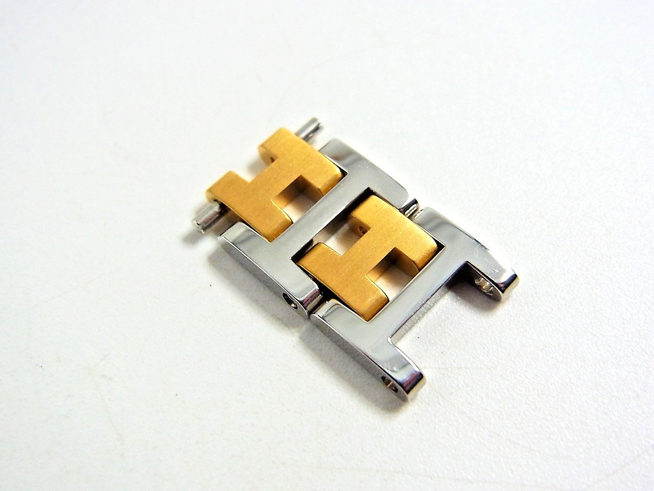 HERMES Clipper Watch 12mm Side Polish Genuine Link Band Bracelet 2pcs Set EX (b