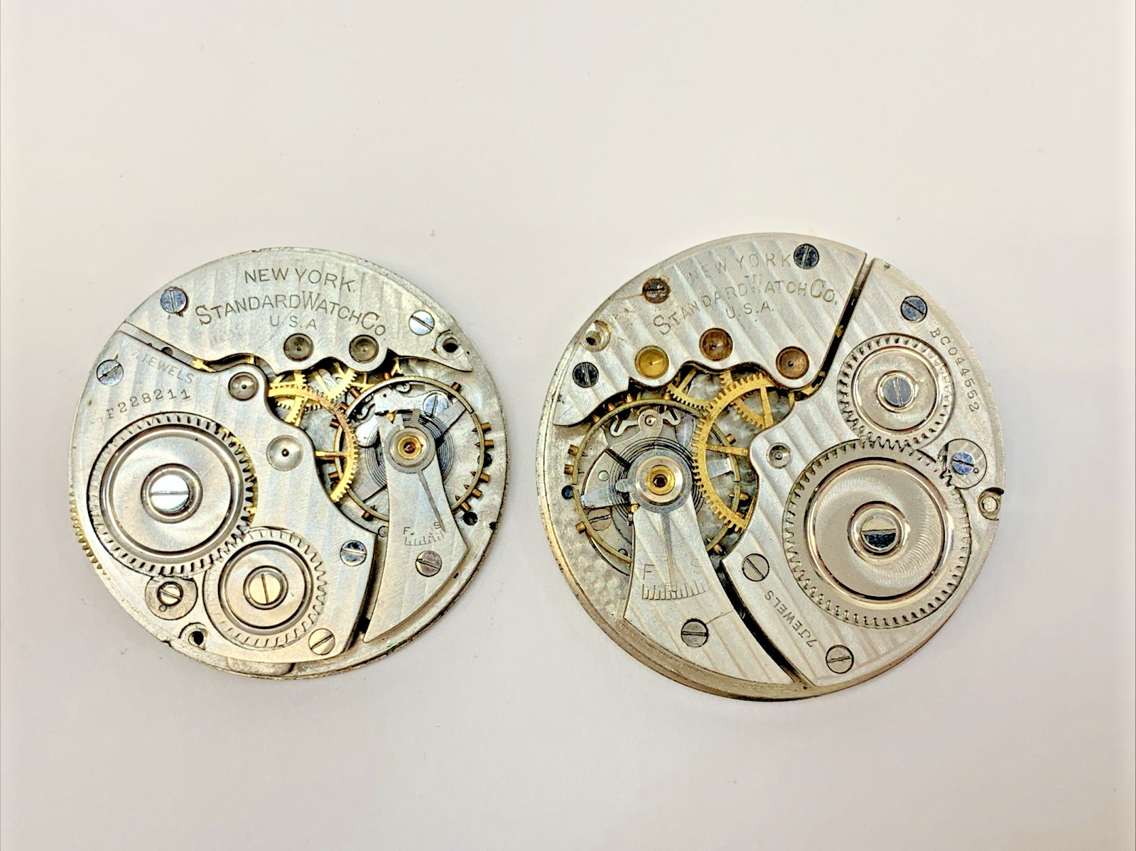 Vintage New York Standard 2 Pocket Watch Faces for Parts Repurpose Repair BROKEN