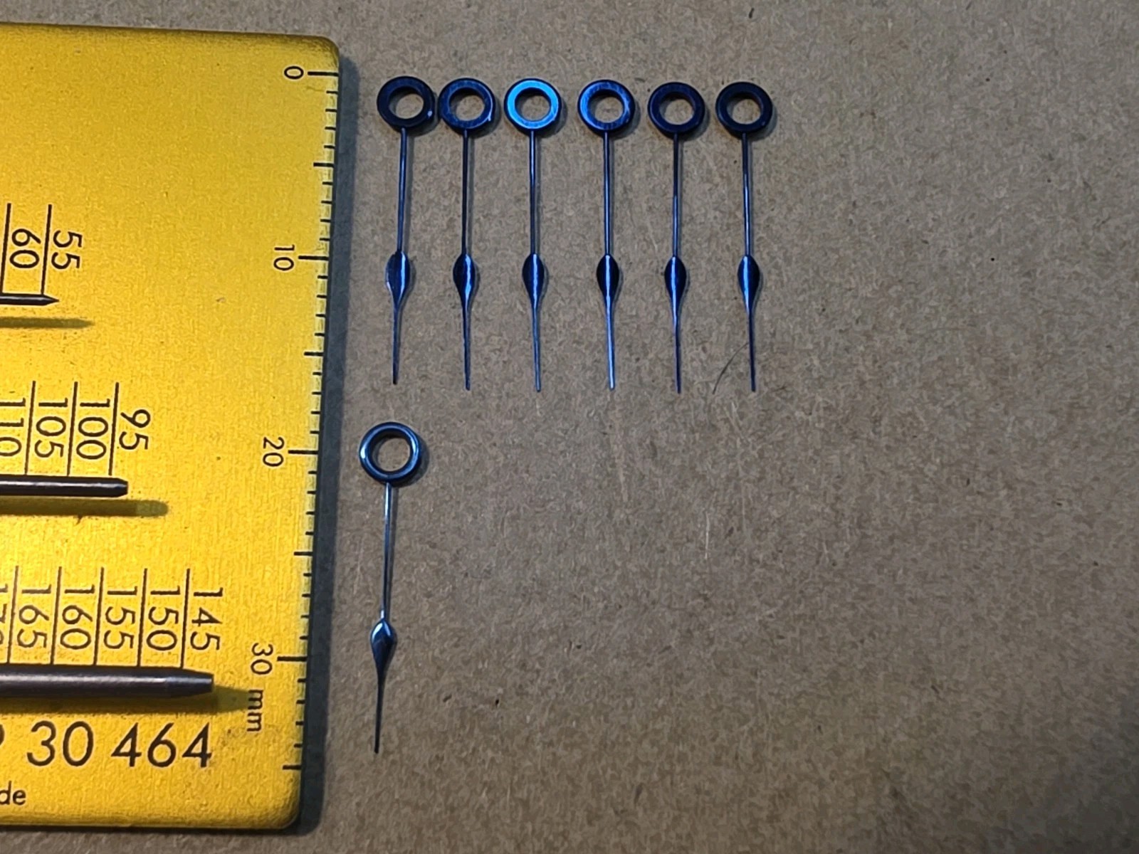 Lot Of 7 Vintage NOS American Pocket Watch 16s Blue Spade Hour Hands Hole 190